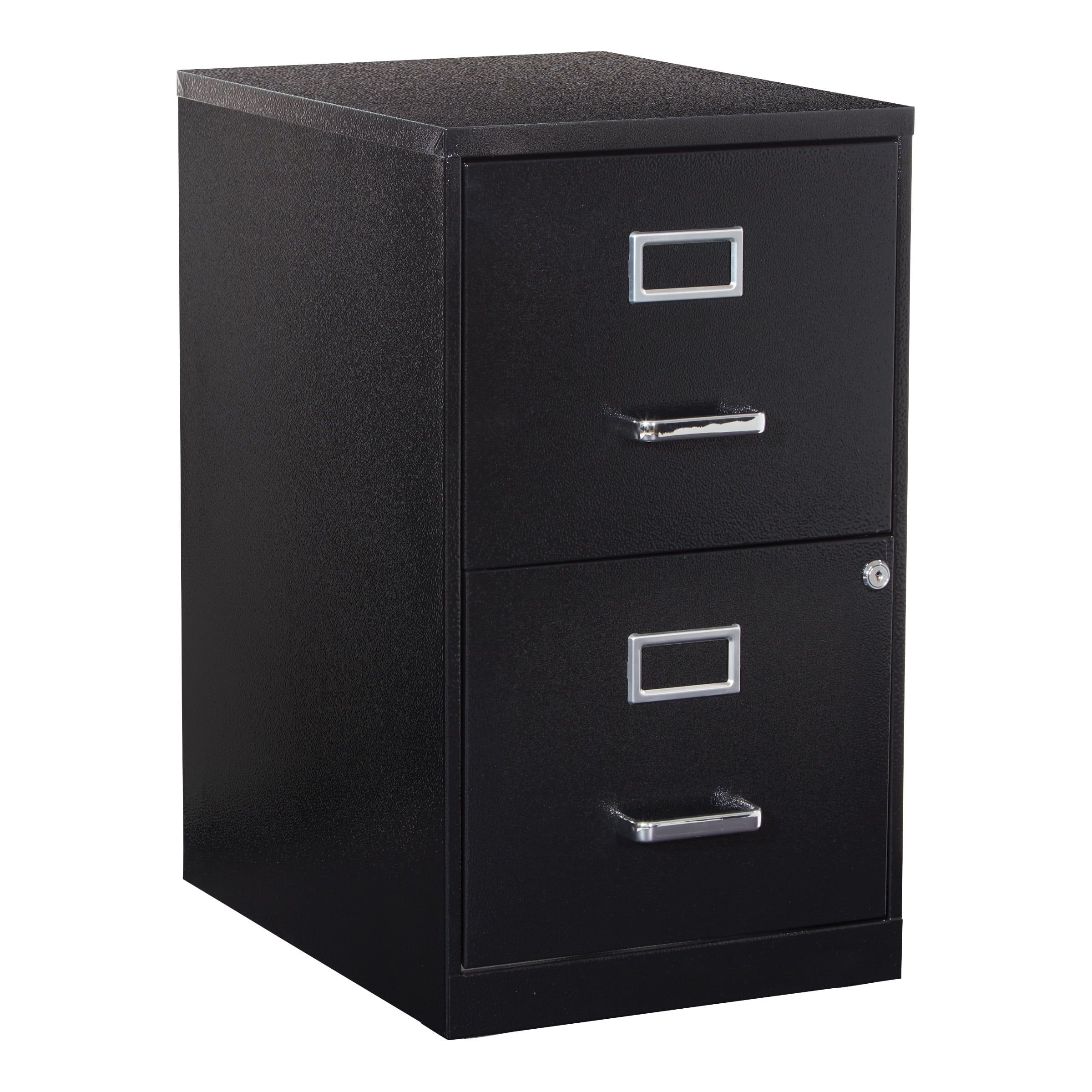 Black Metal 2-Drawer Lockable Vertical File Cabinet