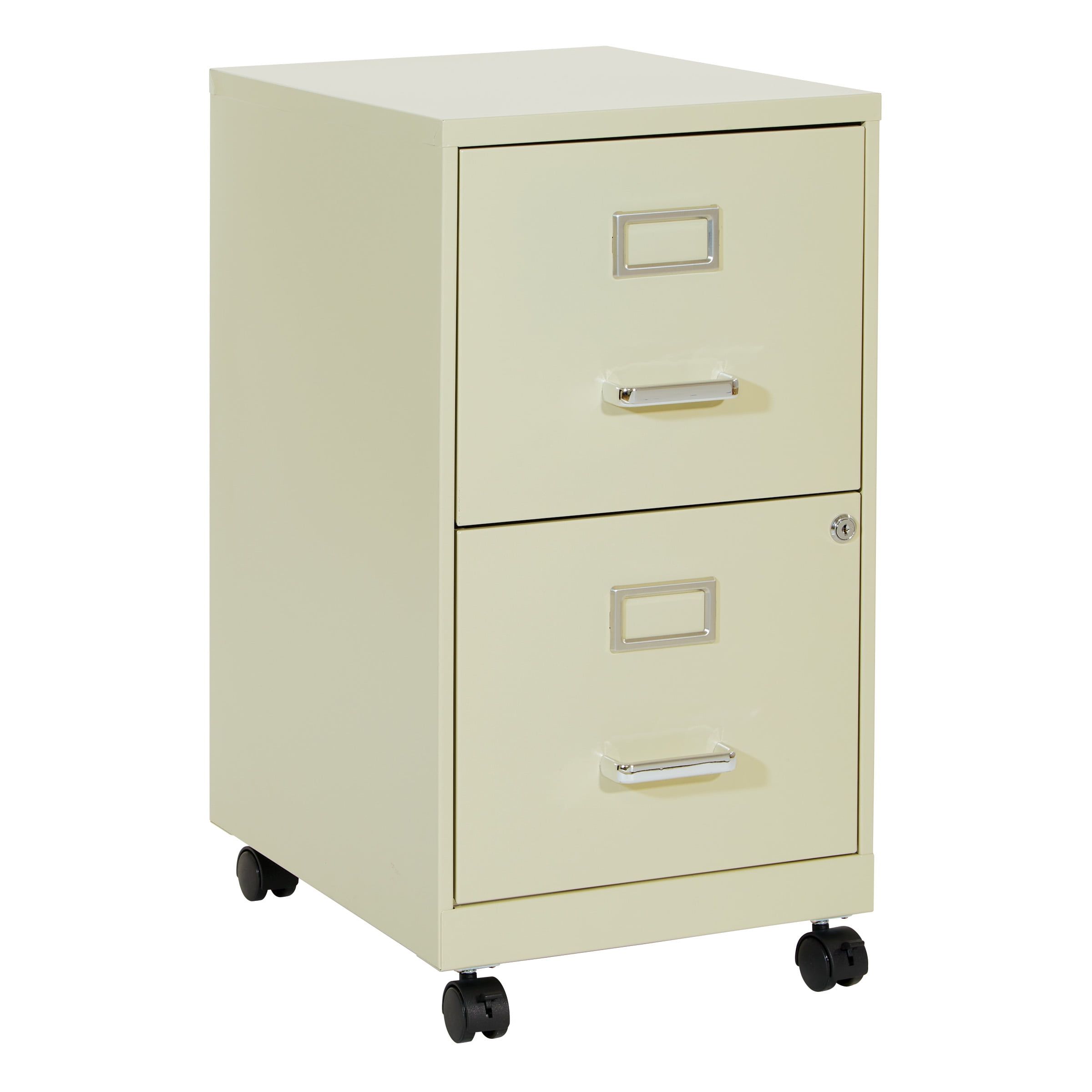 Tan 2-Drawer Mobile Locking Metal File Cabinet