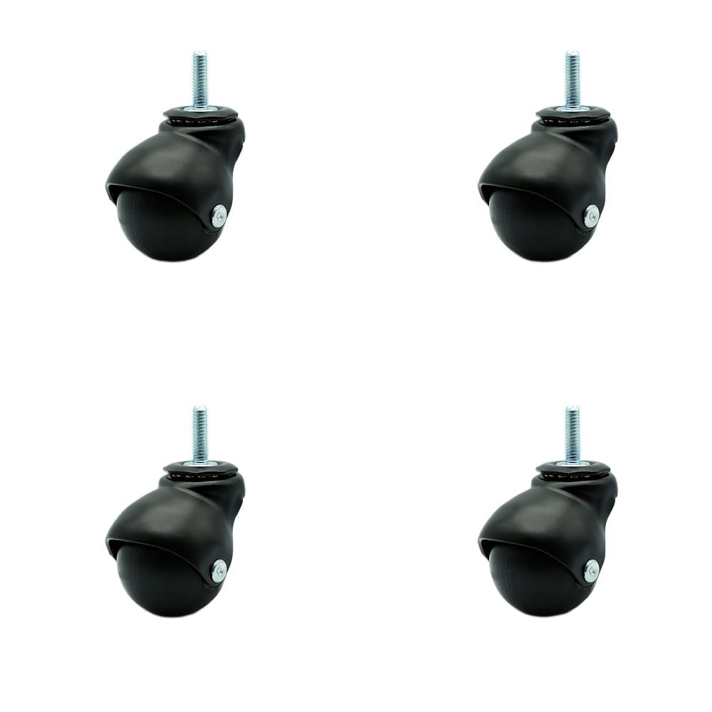 2 Inch Flat Black Hooded Swivel Ball Casters Set of 4