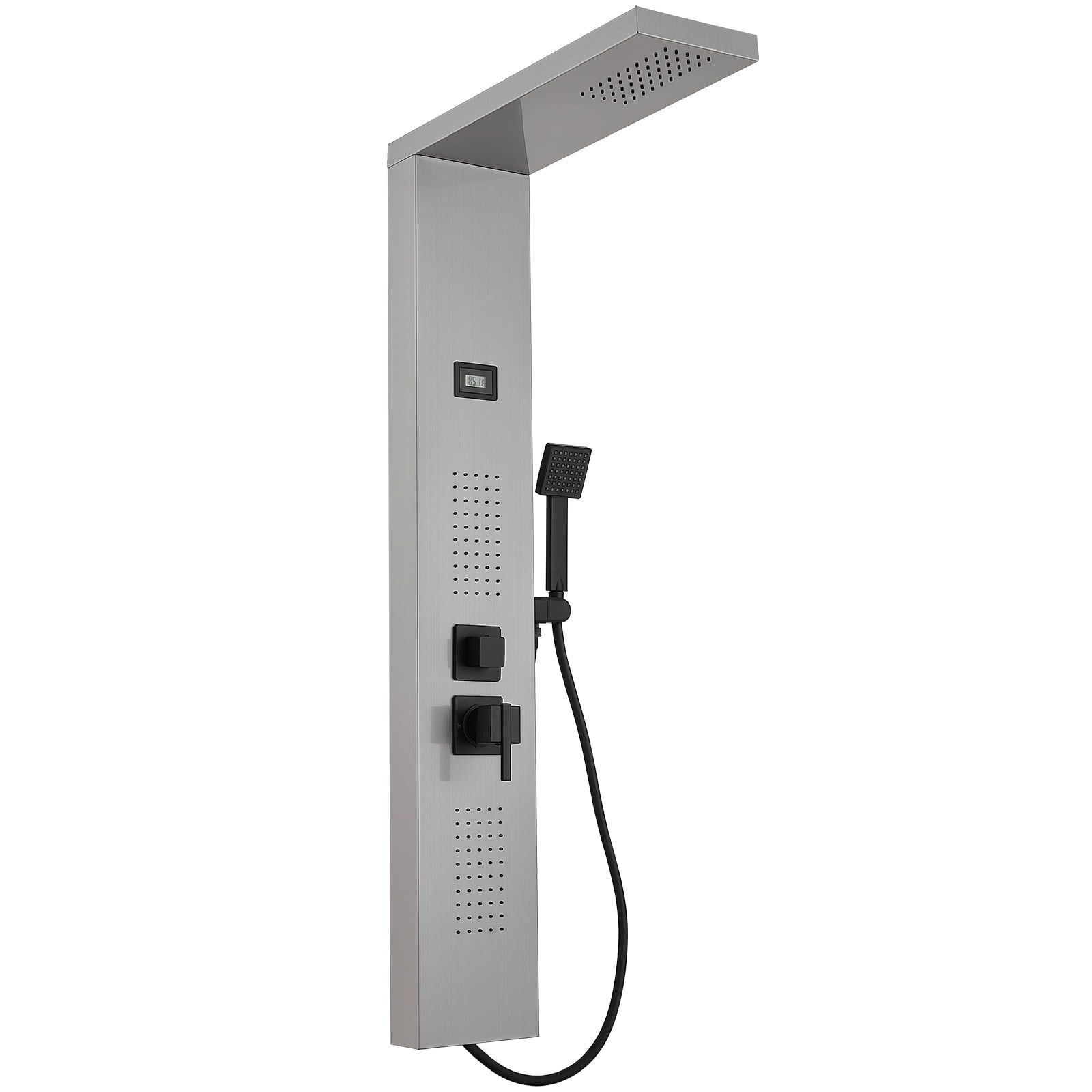 Black Nickel 2-Jet Rainfall Shower Panel System with Handheld Wand