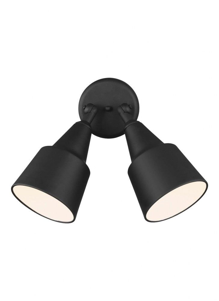 Sleek Black Aluminum Adjustable Dual Swivel Flood Light, 22.5" Width