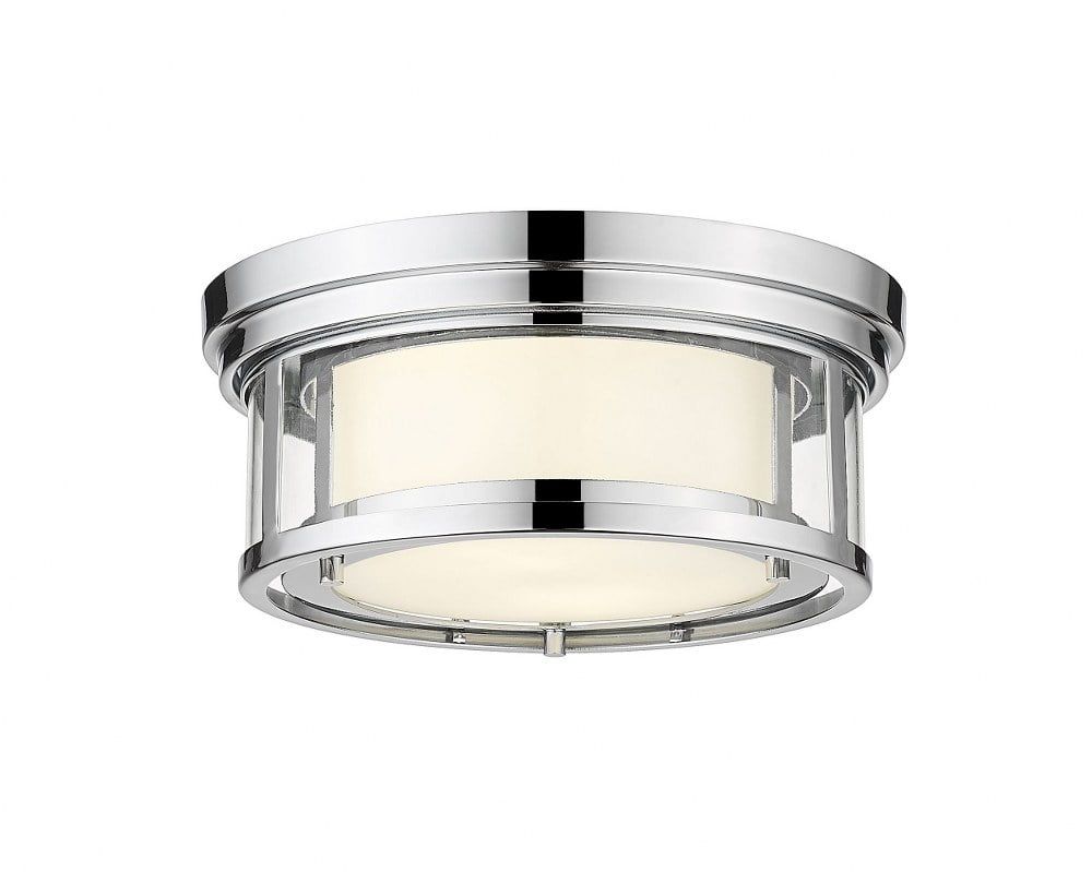 Willow 12" Chrome Drum Flush Mount with Opal & Clear Glass