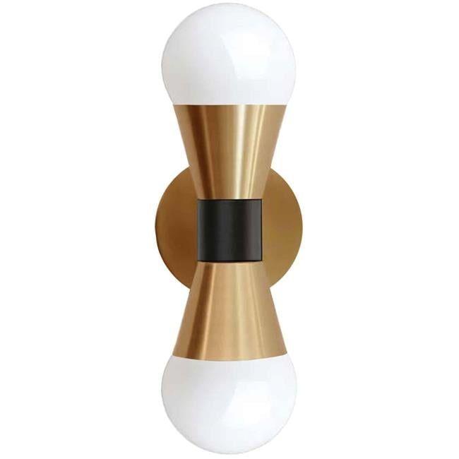 Aged Brass and Black Modern Dimmable Wall Sconce