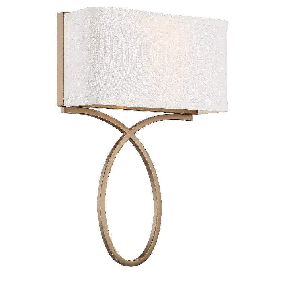 Vibrant Gold Silk Shade Dimmable 2-Light Sconce