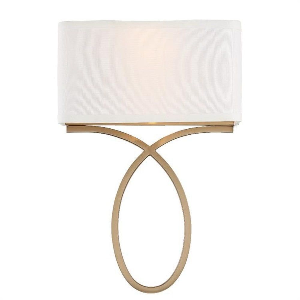 Vibrant Gold Silk Shade Dimmable 2-Light Sconce