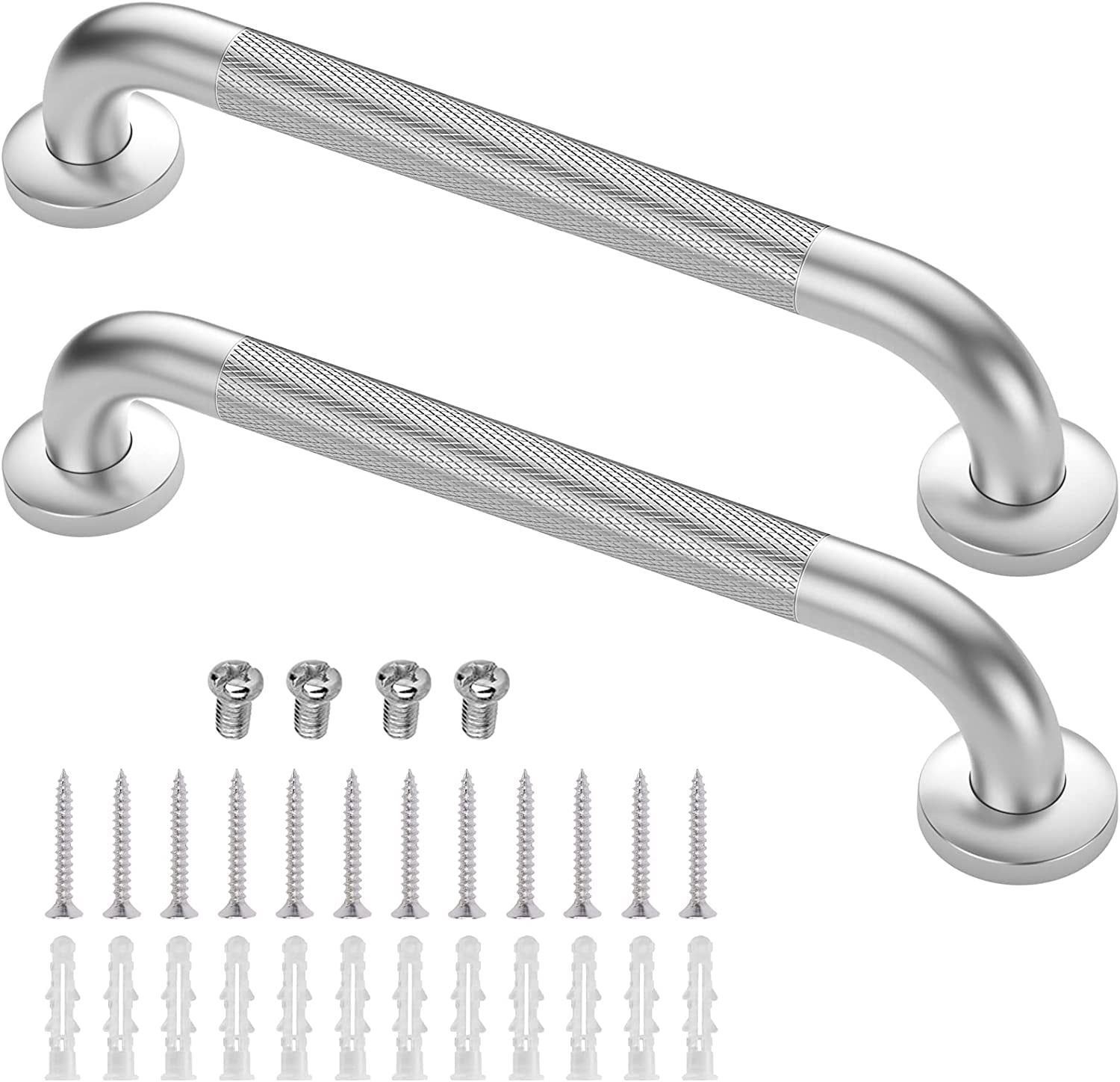 16-Inch Chrome Anti-Slip Stainless Steel Grab Bars, 2-Pack