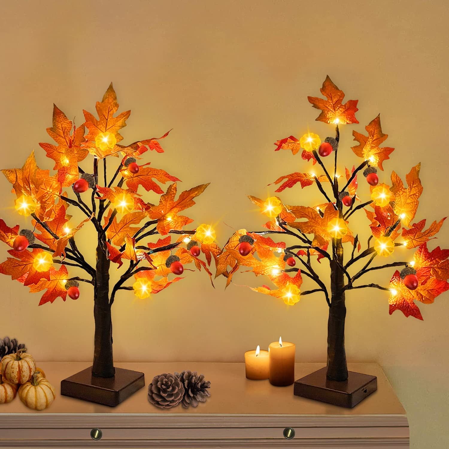 18'' Prelit Fall Maple Tree with LED Lights and Acorns