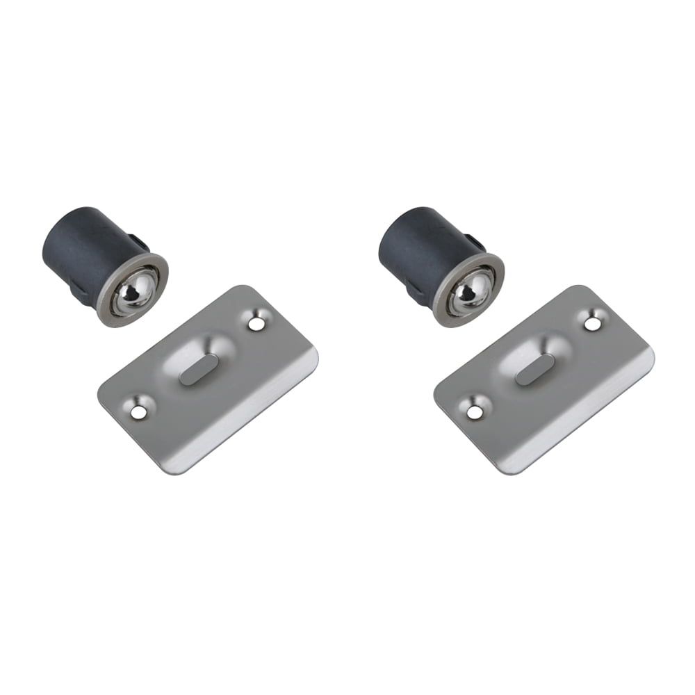 Satin Nickel Steel Drive-In Ball Catch for Closet Doors, 2-Pack