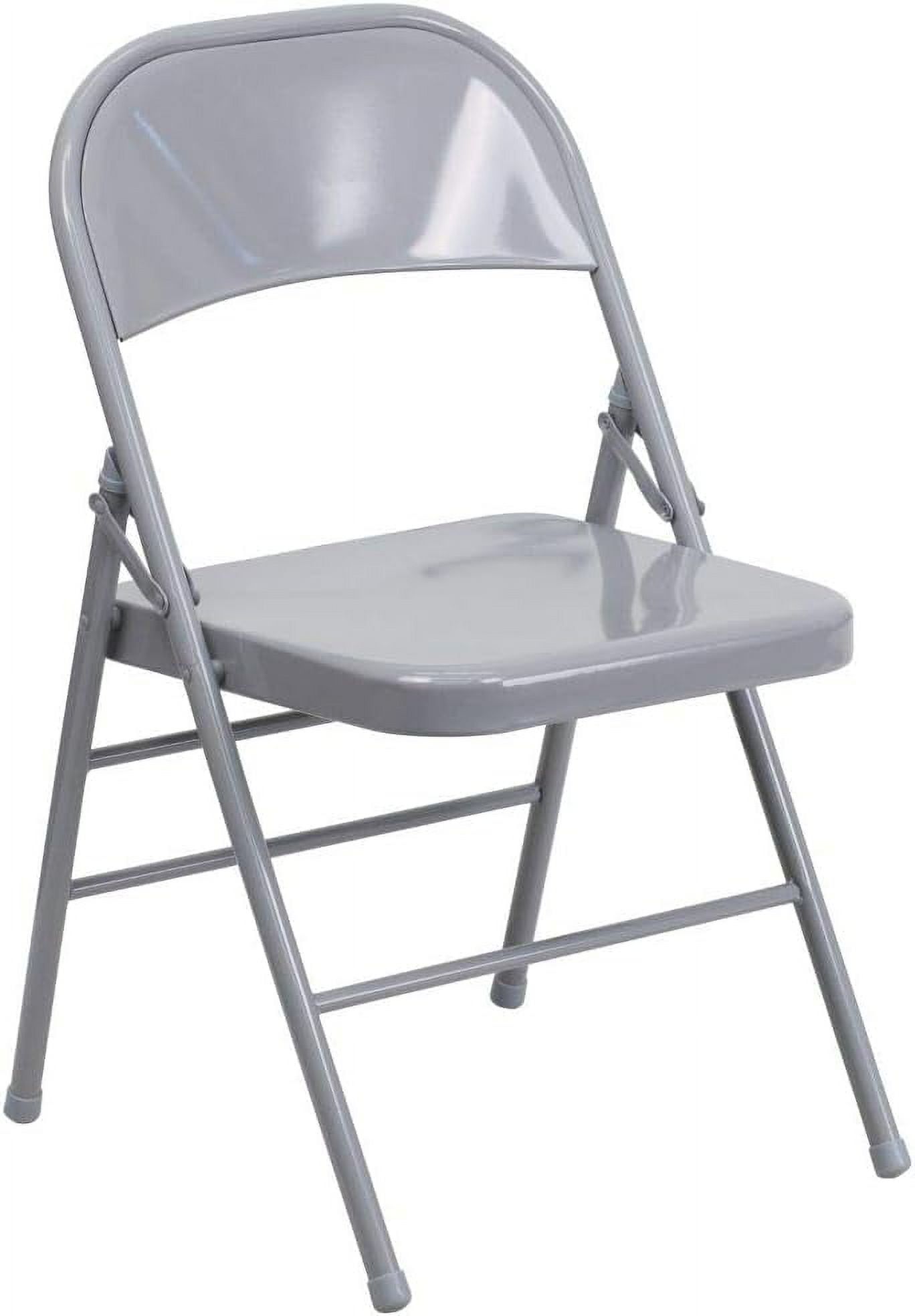 Contemporary Gray Steel Folding Chair with Floor Protectors, Set of 2