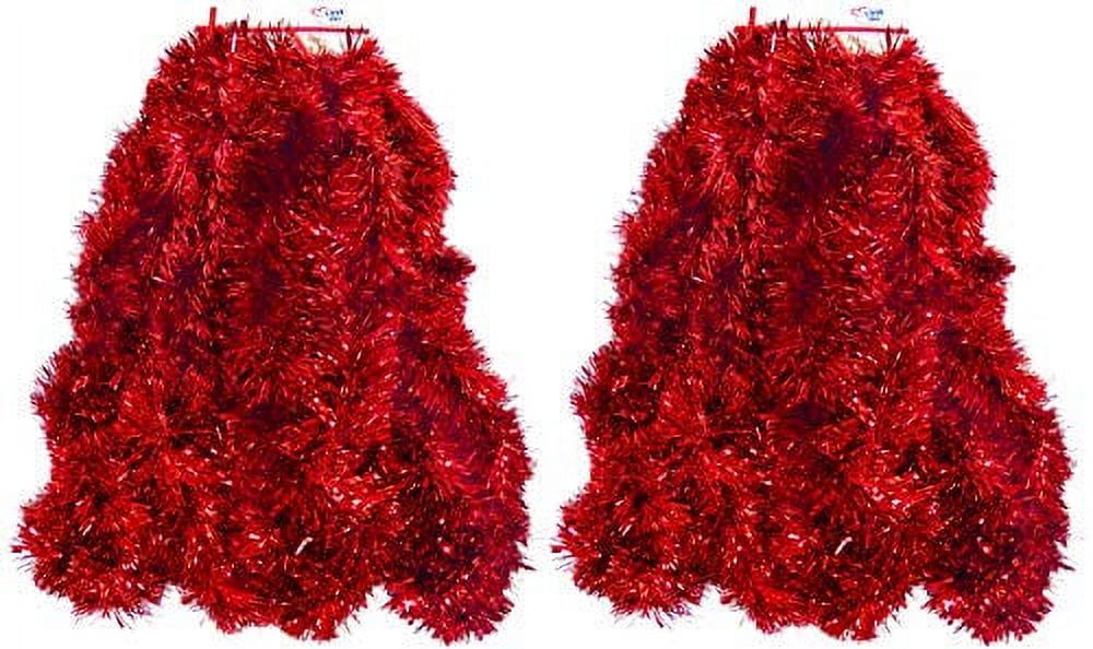 25-Foot Red Outdoor Artificial Tinsel Garland Runner