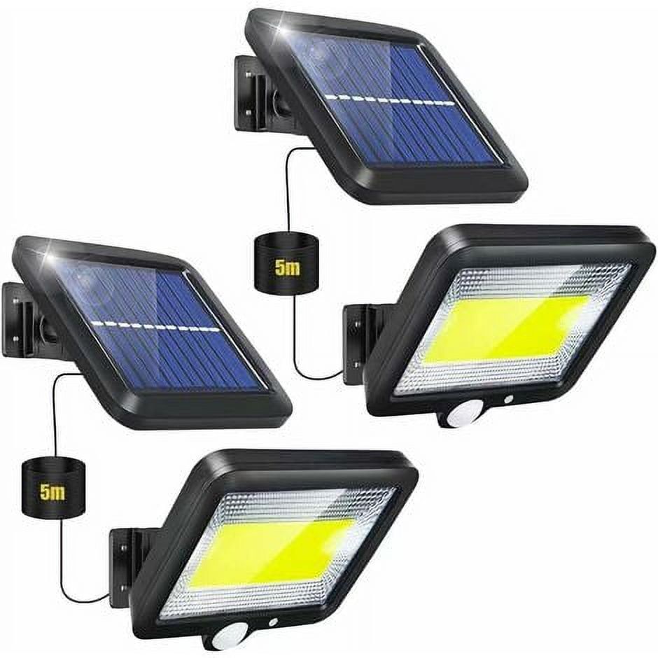 2-Pack Black Solar Motion-Sensor LED Floodlights with COB Light Source