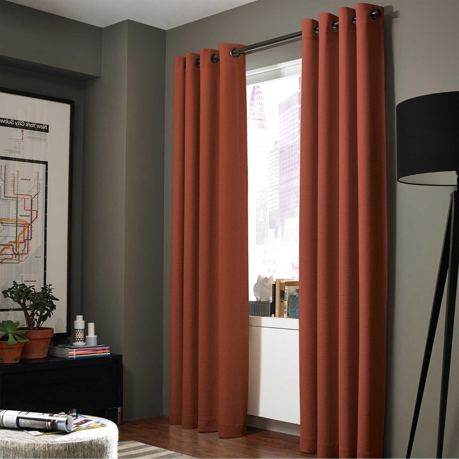 Brick Red 63-Inch Heavy Insulated Blackout Curtain Panels