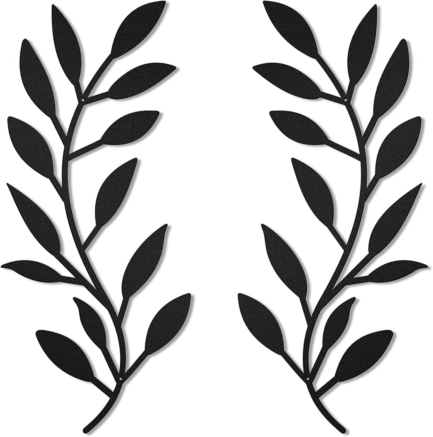 Black Wrought Iron Olive Branch Leaf Wall Decor Set