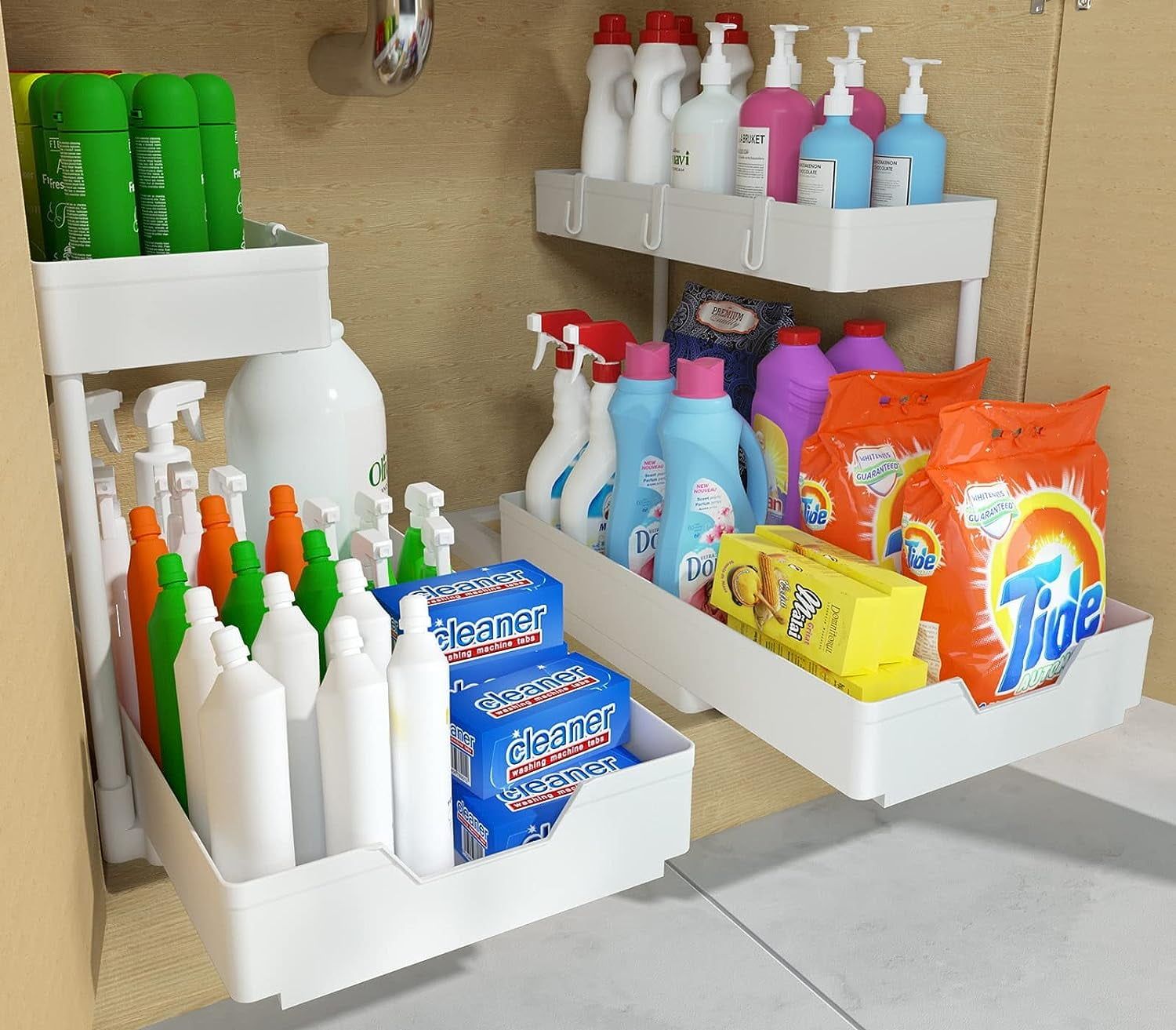 White 2-Pack Sliding L-Shape Under Sink Organizer