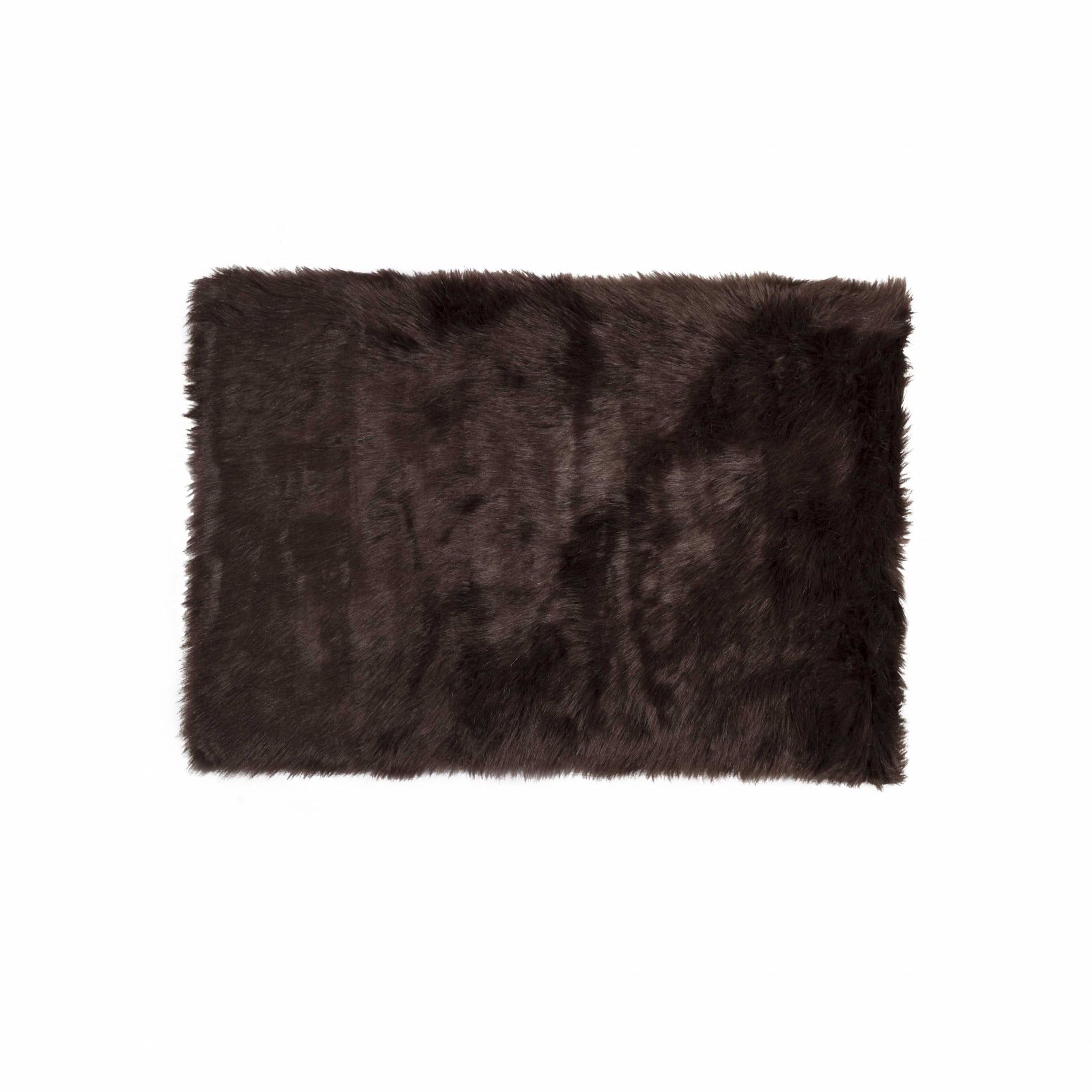 Chocolate Shag Faux Sheepskin Rectangular Rug 2' x 3'