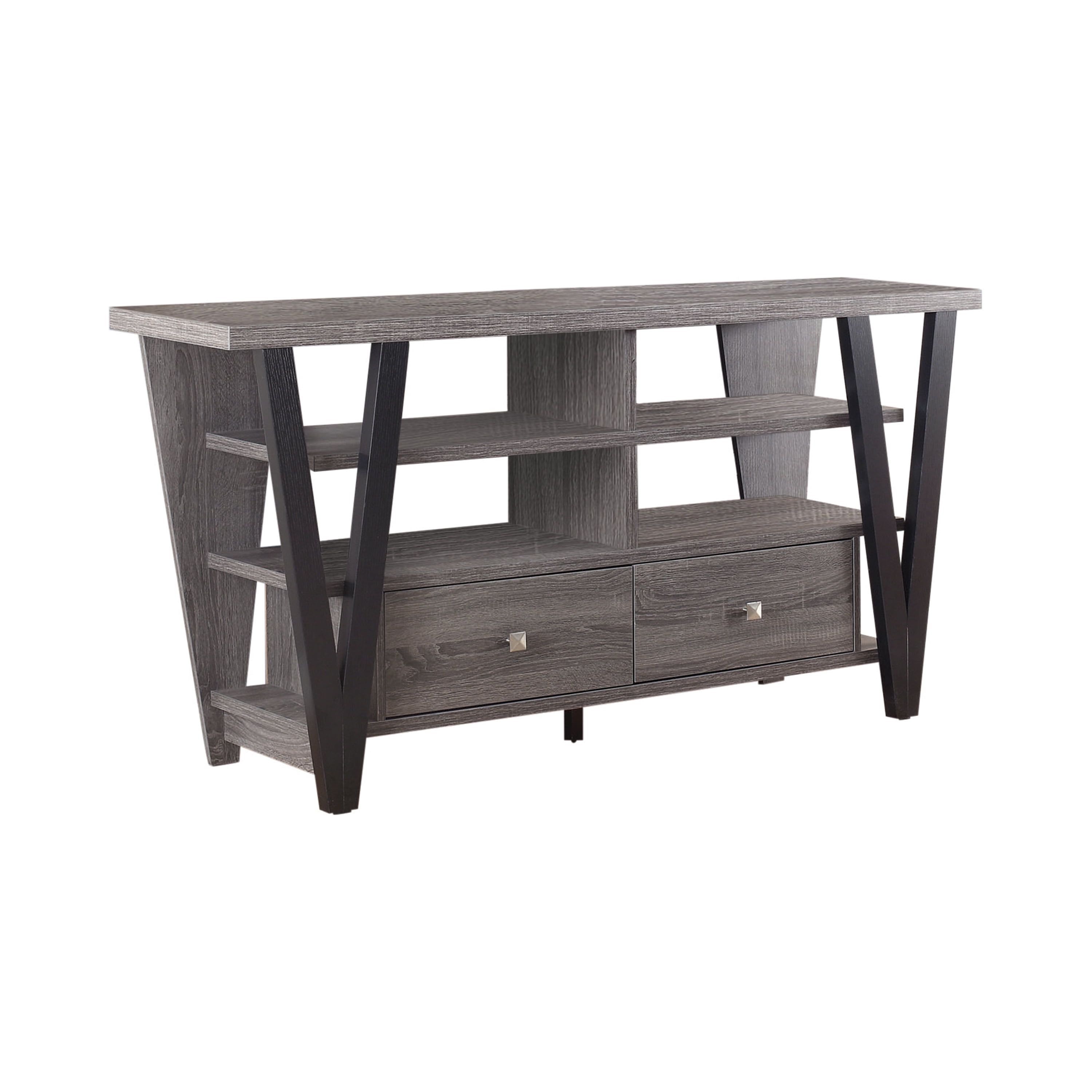 Gray Rustic 60" TV Console with Storage Drawers