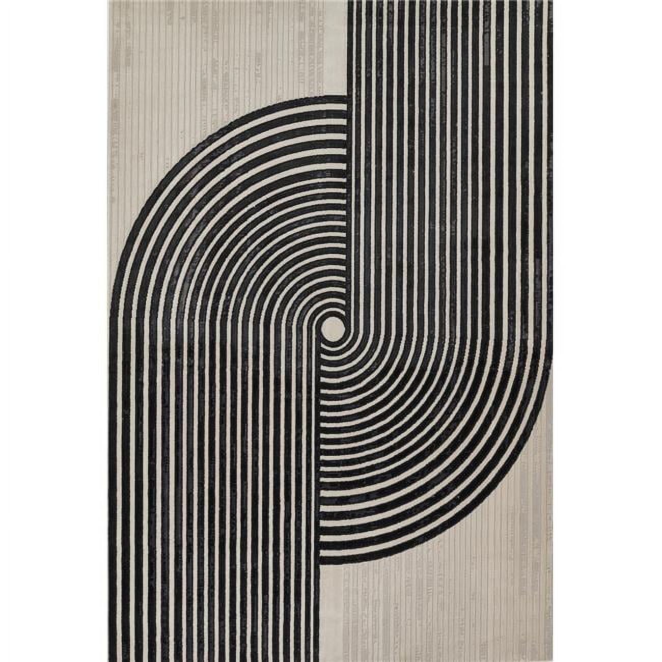 Optical Opulence Black and Off-White Geometric Runner Rug 2'3" X 7'6"