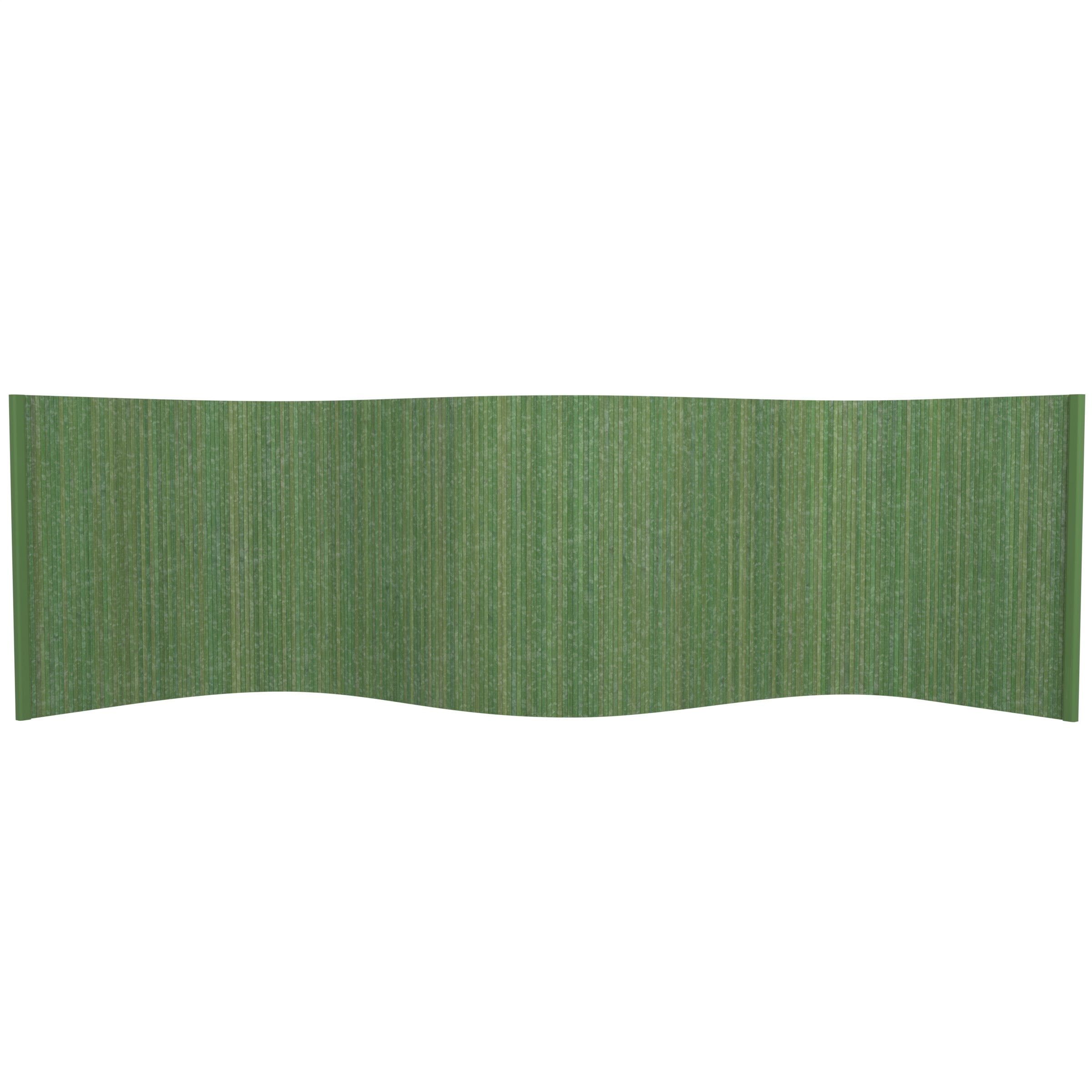 Sage Green Painted Bamboo Wave Room Divider, 24" x 98"