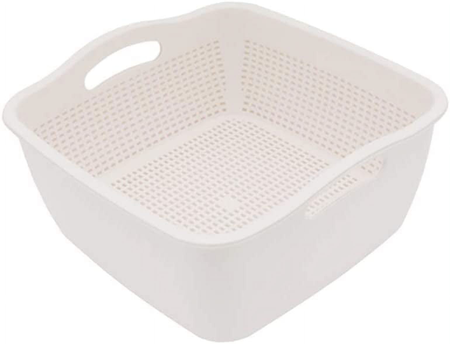 White Stackable Plastic 2-in-1 Colander and Strainer Bowl