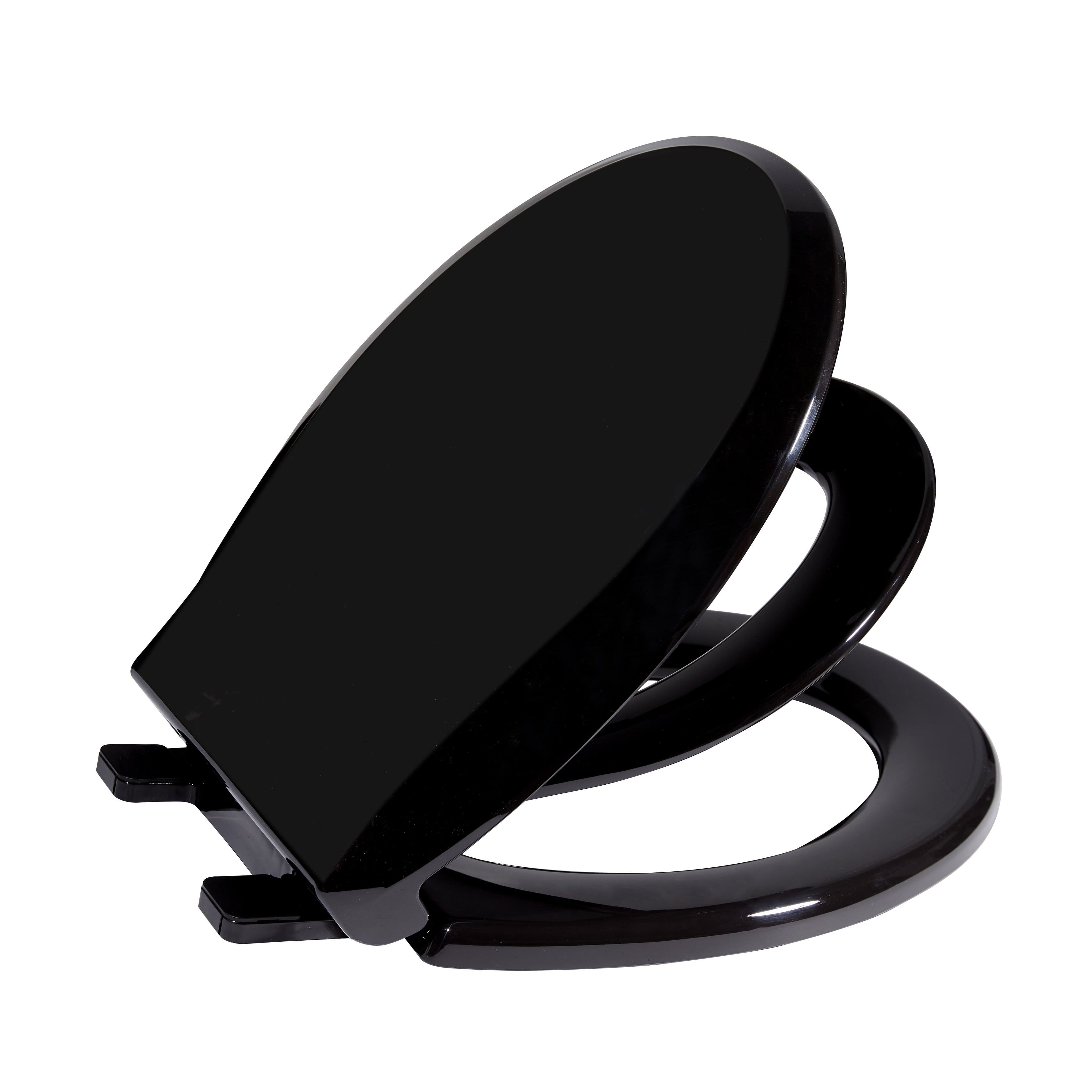 Black Dual-Use Toilet Seat with Built-in Potty Training