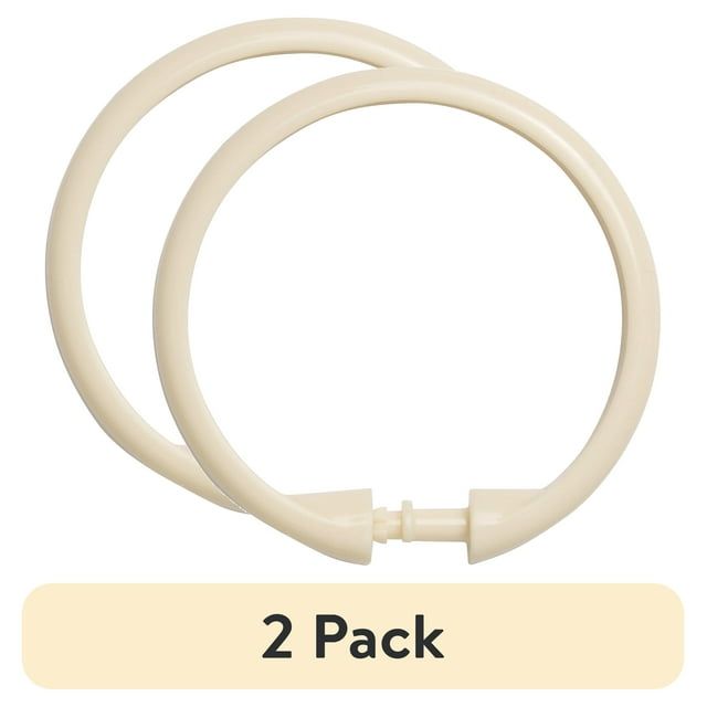 Cream Rust-Proof Smooth Plastic Shower Curtain Rings, Set of 12