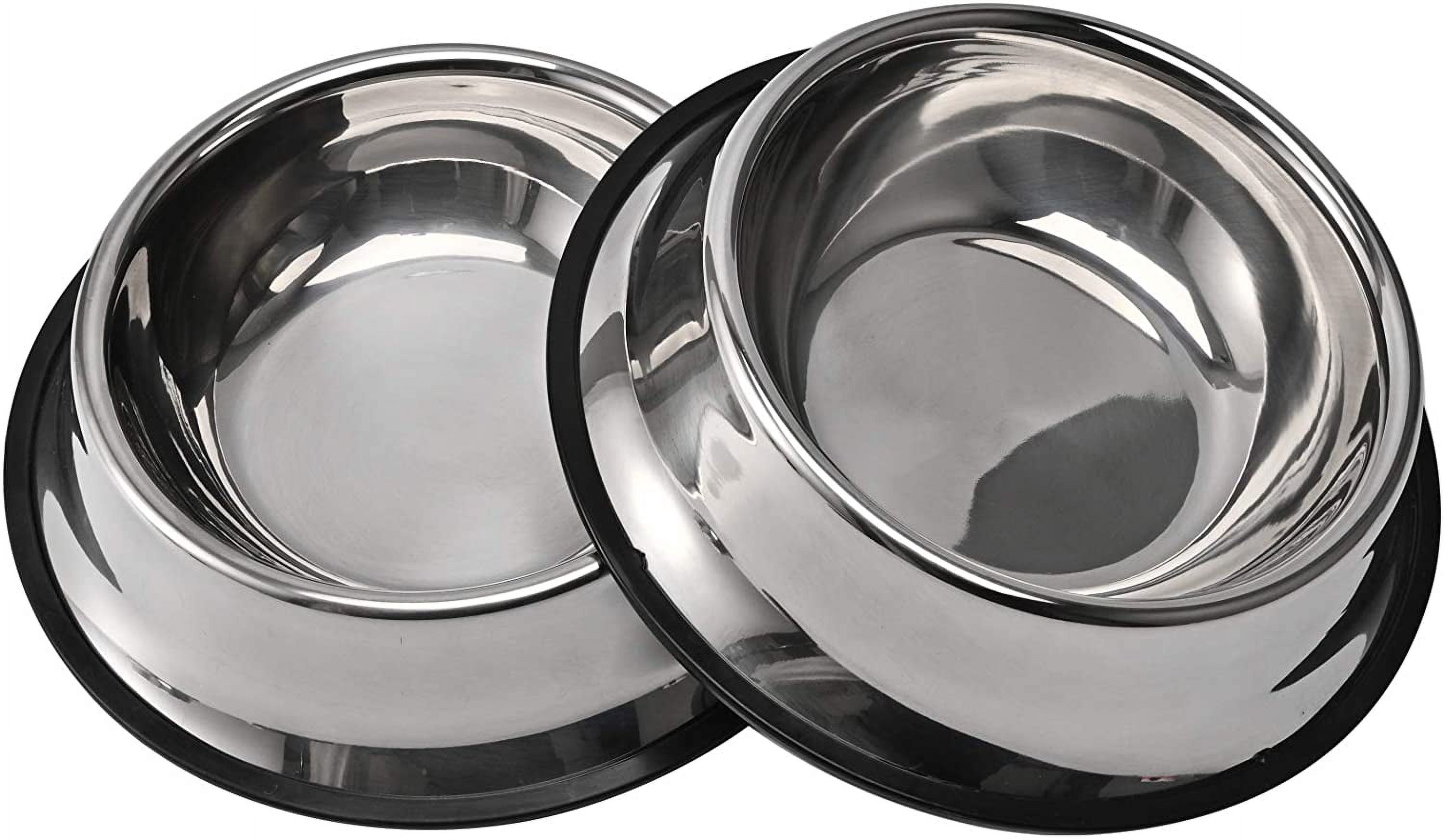 Stainless Steel Pet Bowls with Non-Slip Rubber Base, 8 oz, Set of 2