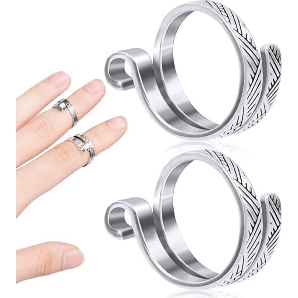 Adjustable Silver Metal Knitting Crochet Loop Rings