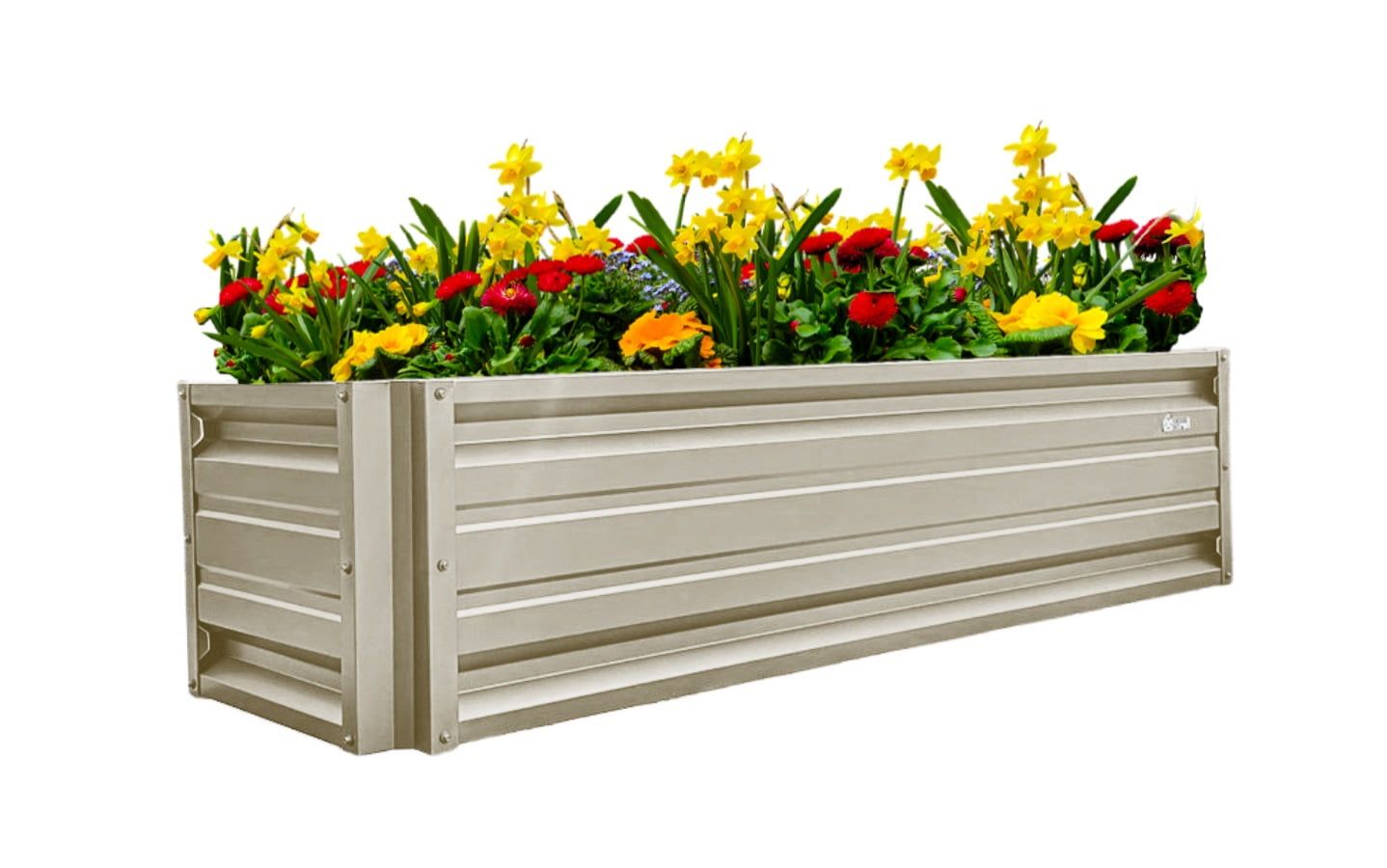 Light Stone Rectangular Galvalume Steel Raised Garden Bed 24 x 72 with 18 Inch High Walls