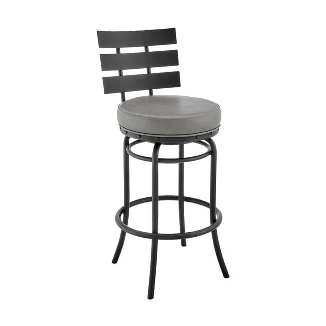 Modern Charm 42" Adjustable Swivel Bar Stool in Gray Faux Leather and Metal