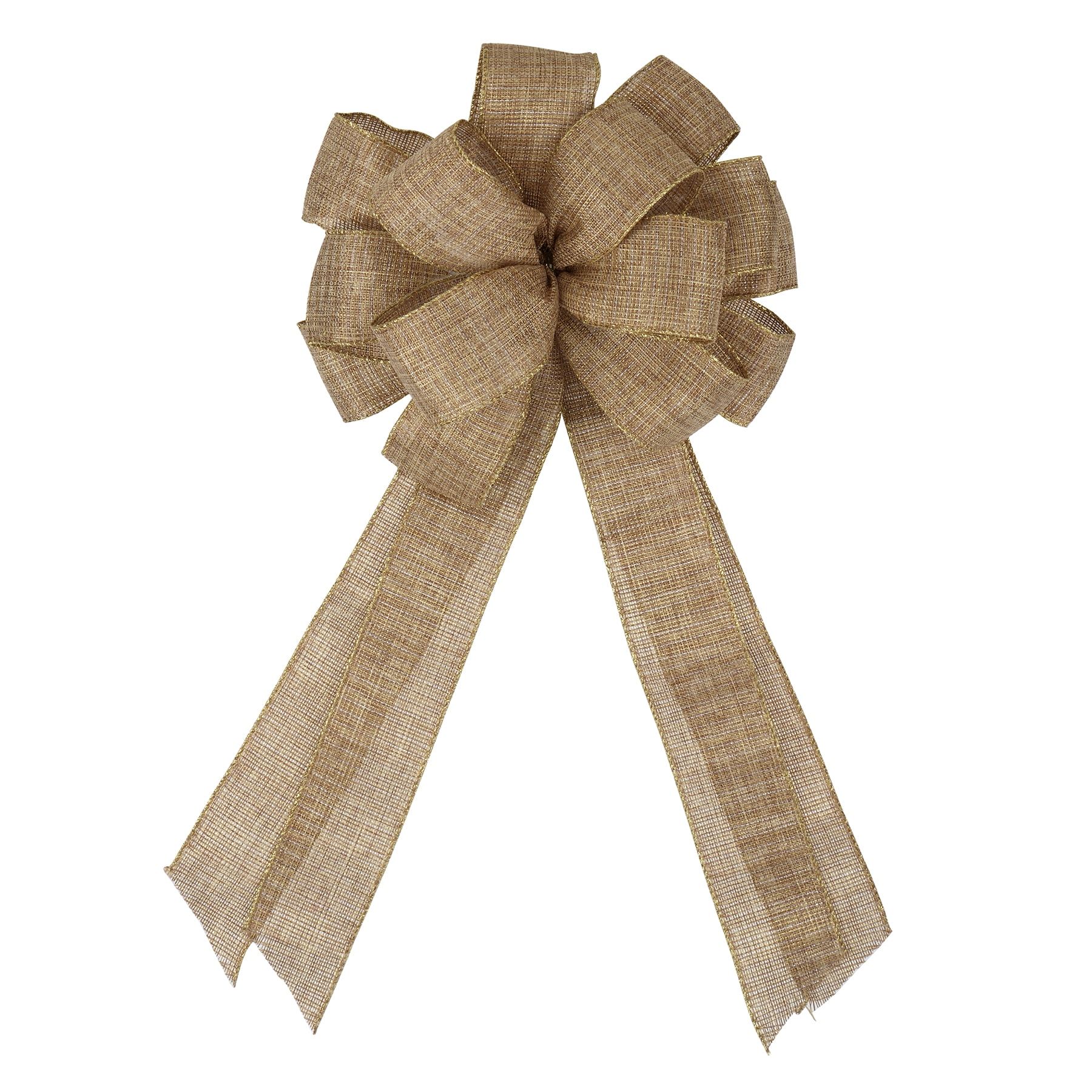 20.5'' Gold Shimmer Edge Burlap Tree Topper Bow