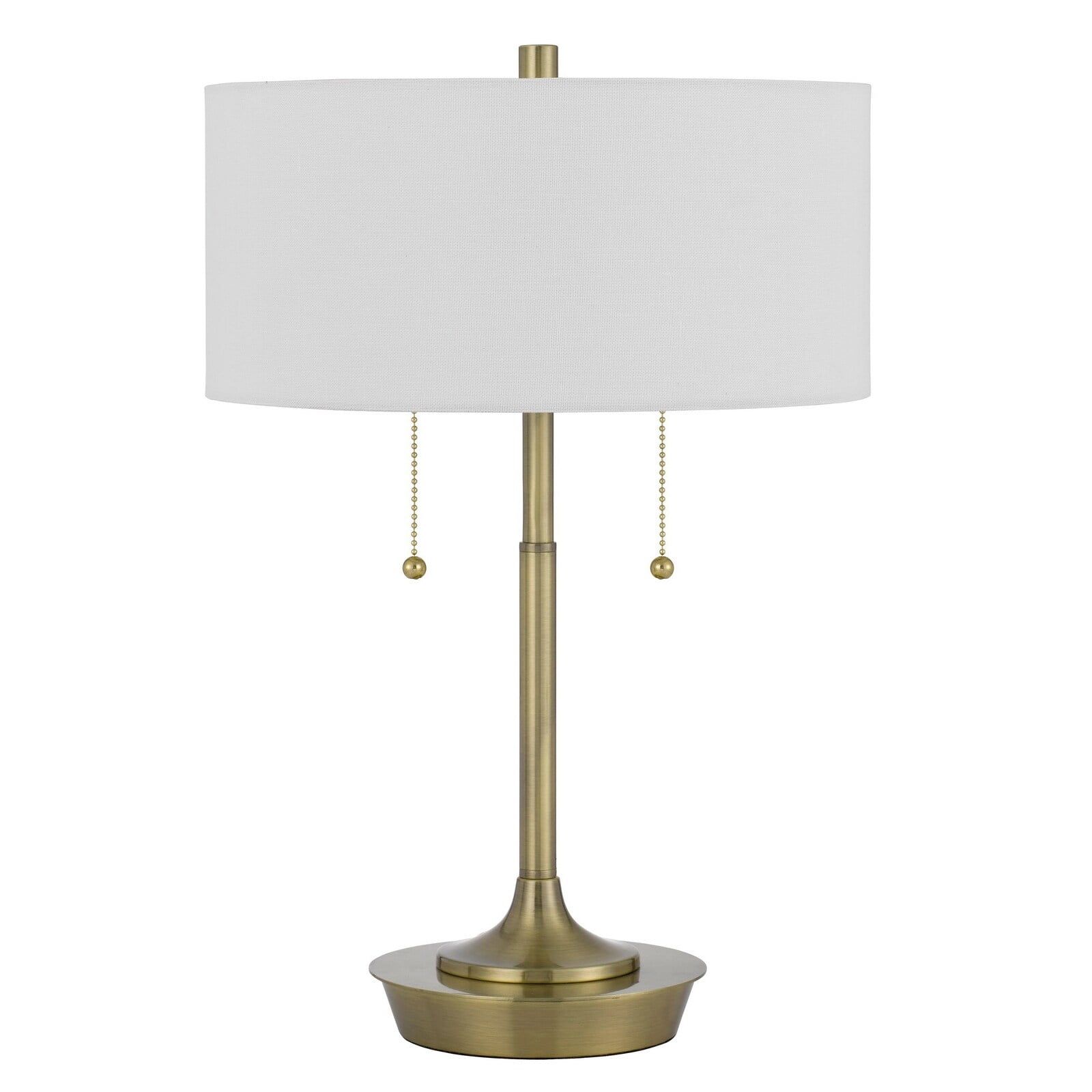 20 Inch Brass Metal Table Lamp with White Drum Shade