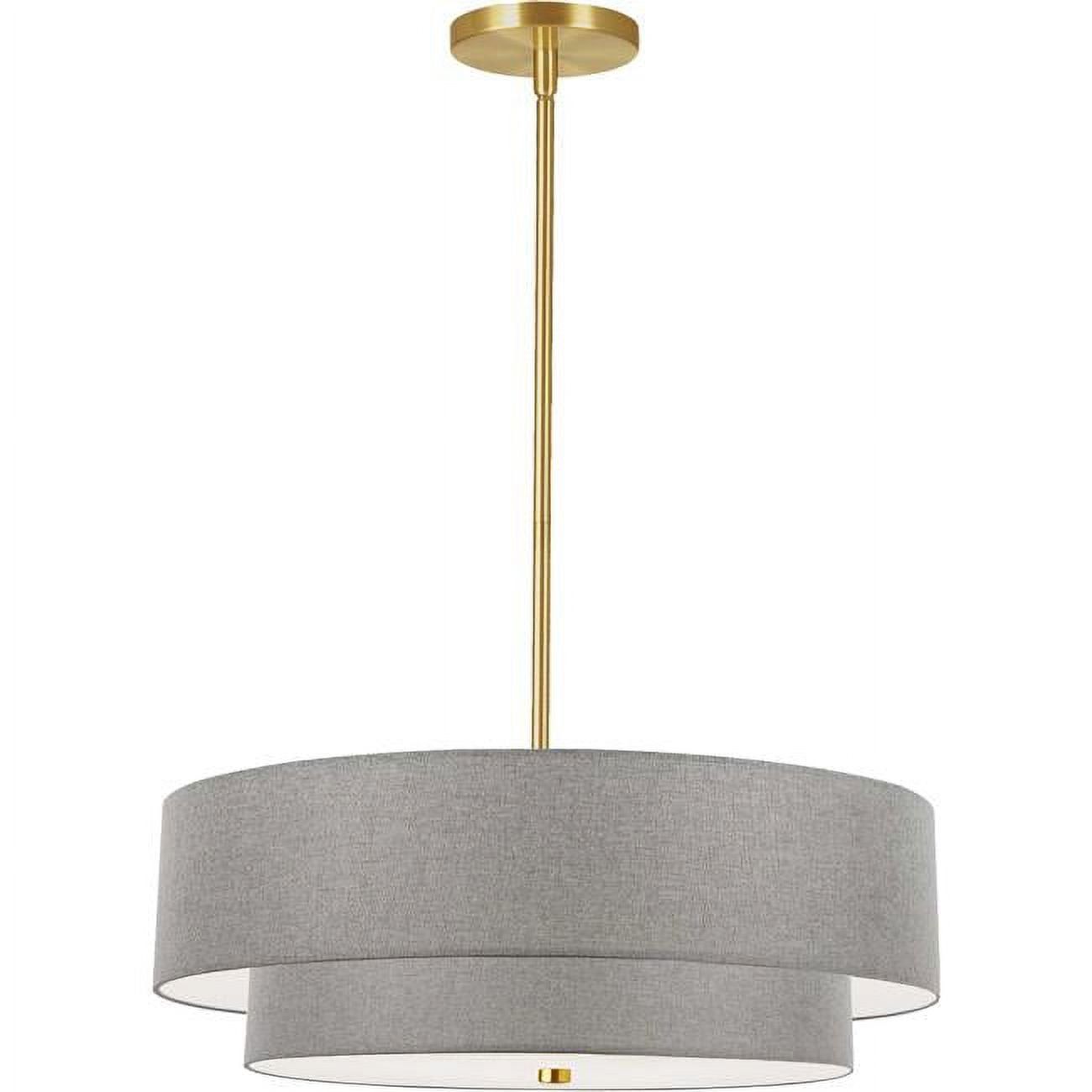 Aged Brass and Gray 2-Tier Drum Pendant Light