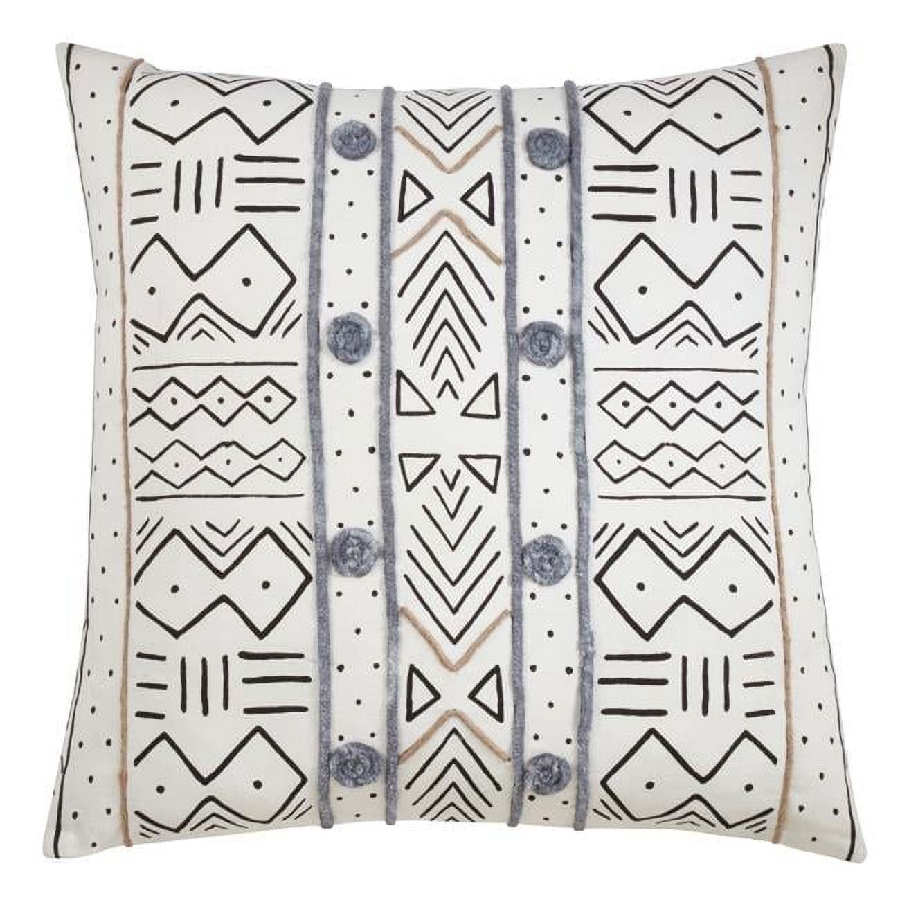 20 in White Mud Cloth Cotton Throw Pillow