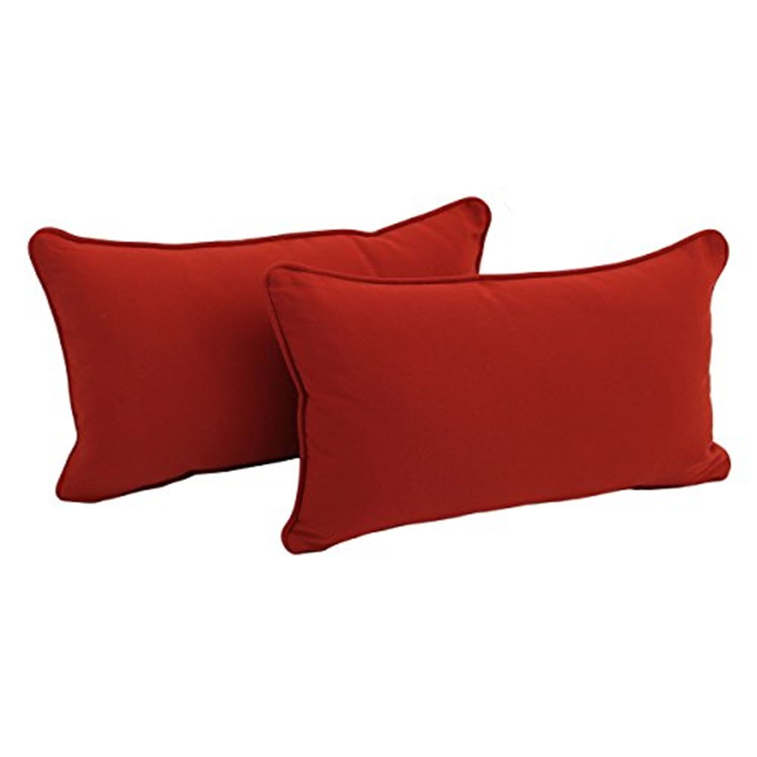 Ruby Red Twill Back Support Pillows with Inserts, Set of 2