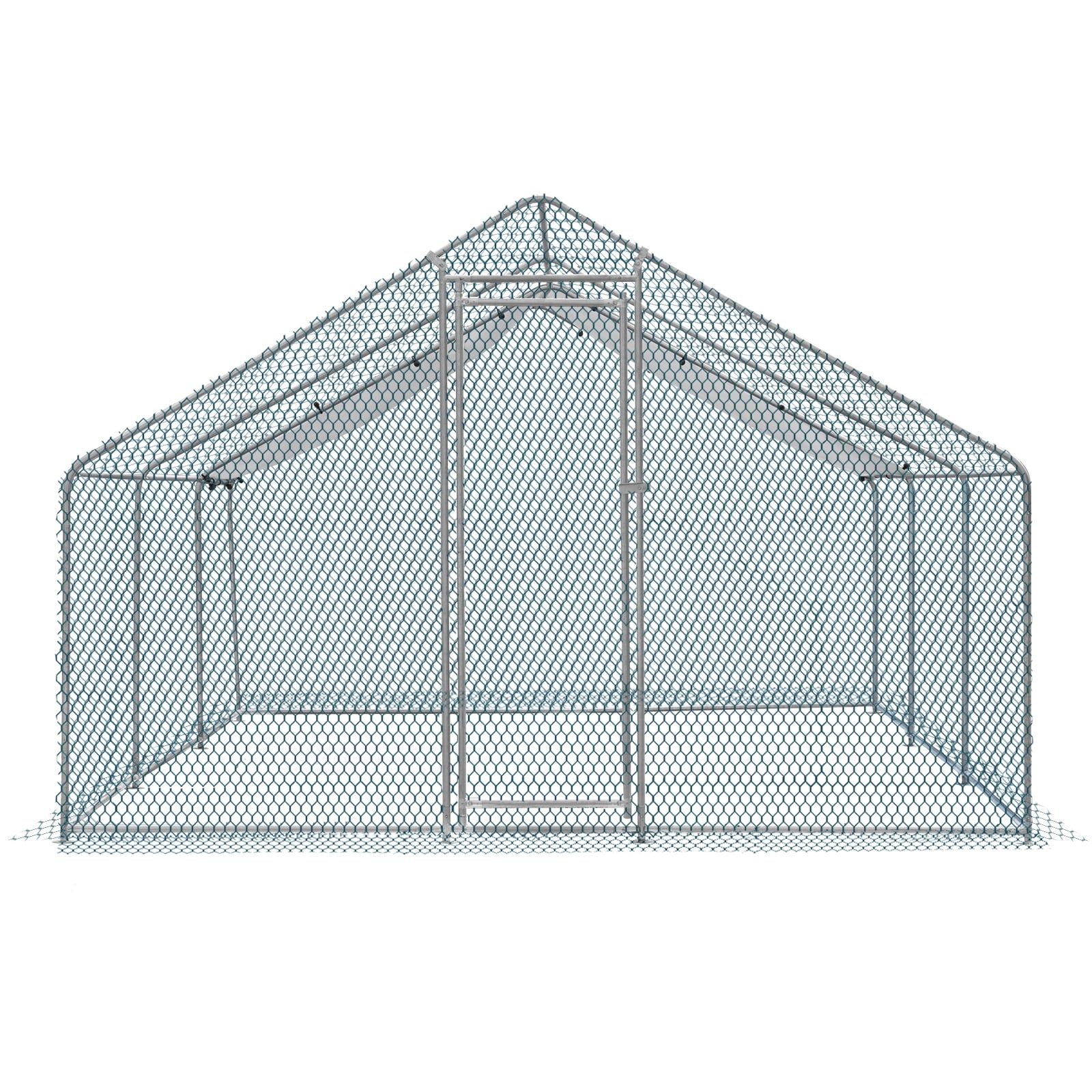 Large Galvanized Steel Chicken Coop with Waterproof Cover