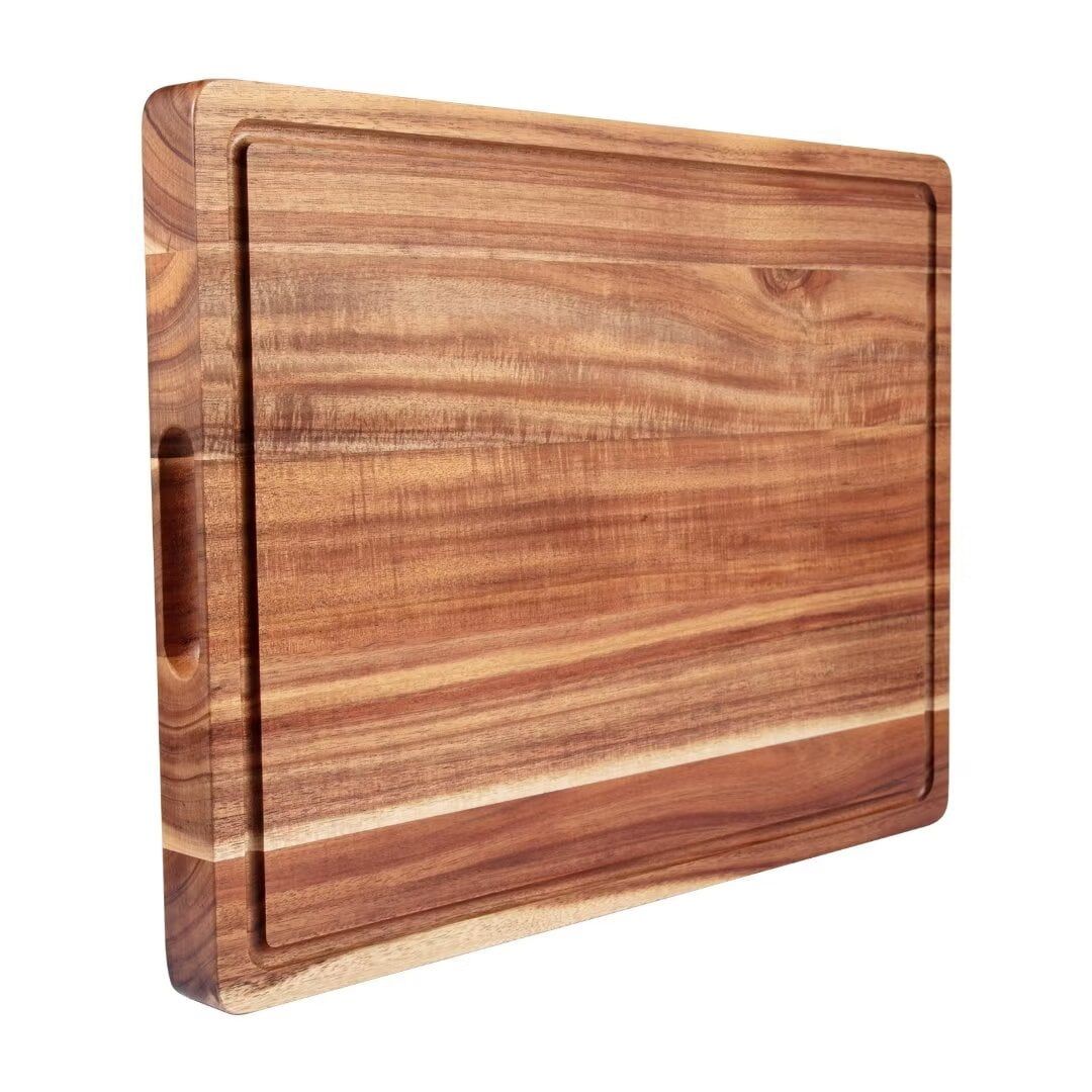 Extra Large Acacia Wood Cutting Board with Juice Groove and Handles