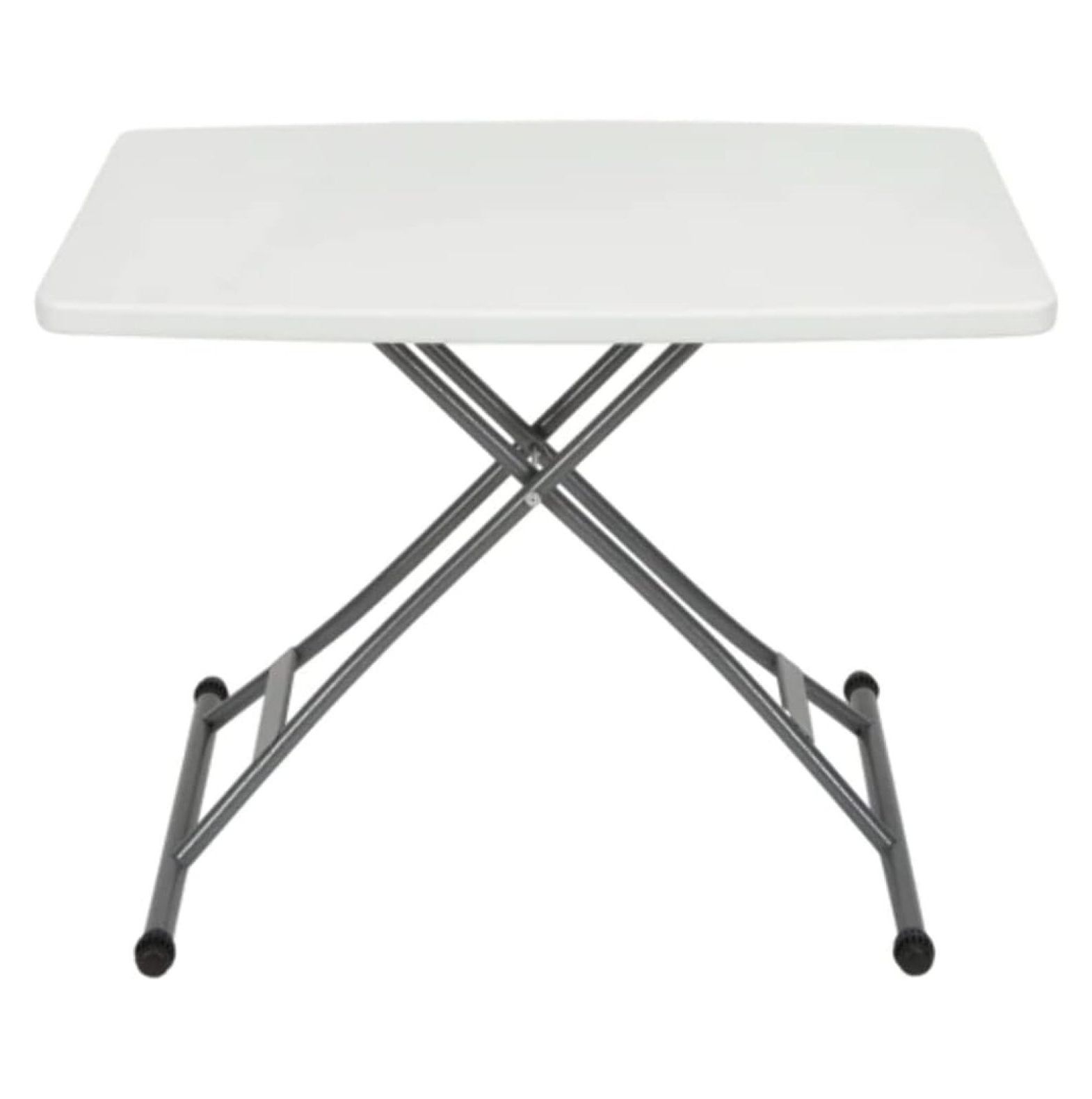 30" White and Gray Steel Rectangular Patio Table