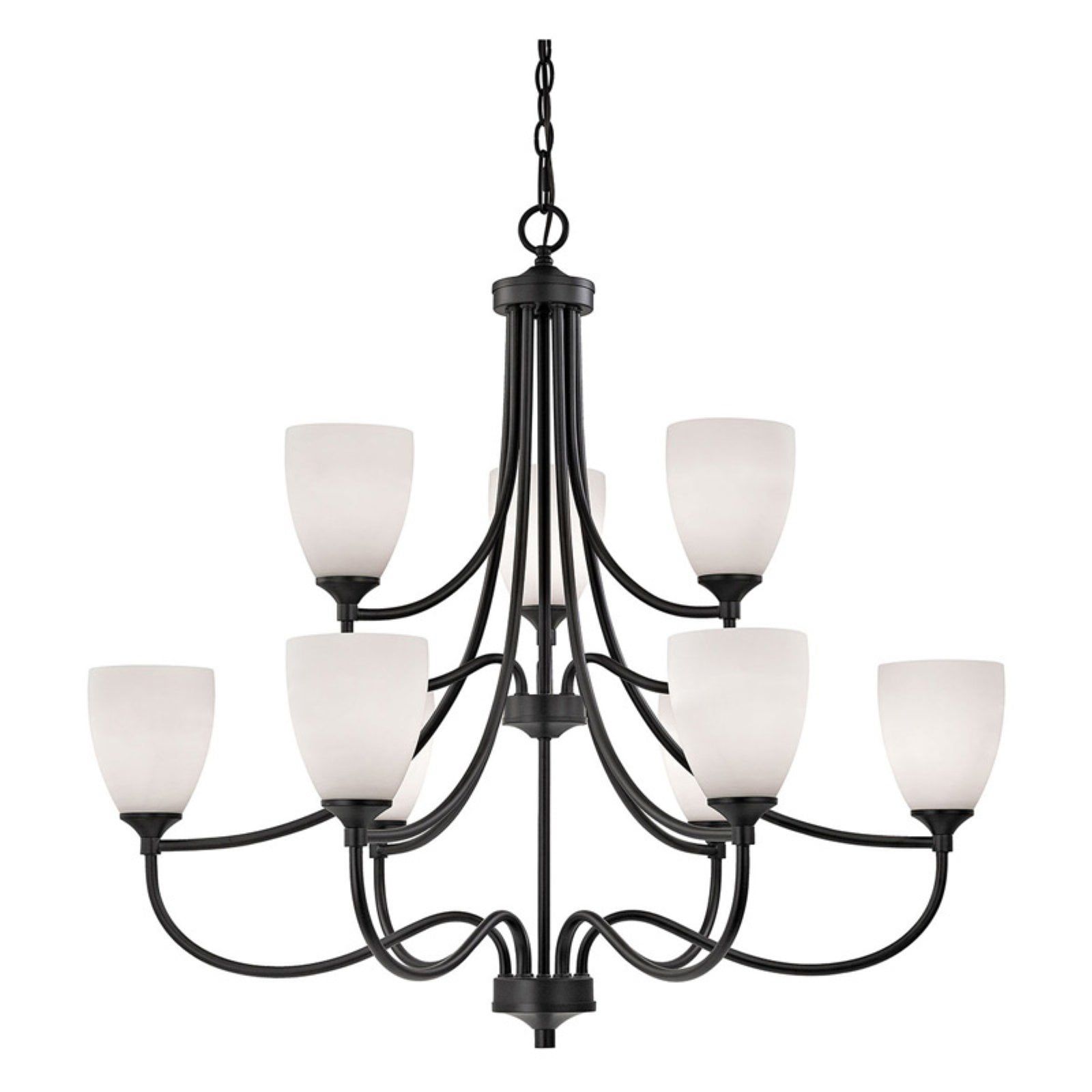 Arlington Traditional 9-Light Oil Rubbed Bronze Chandelier with White Glass