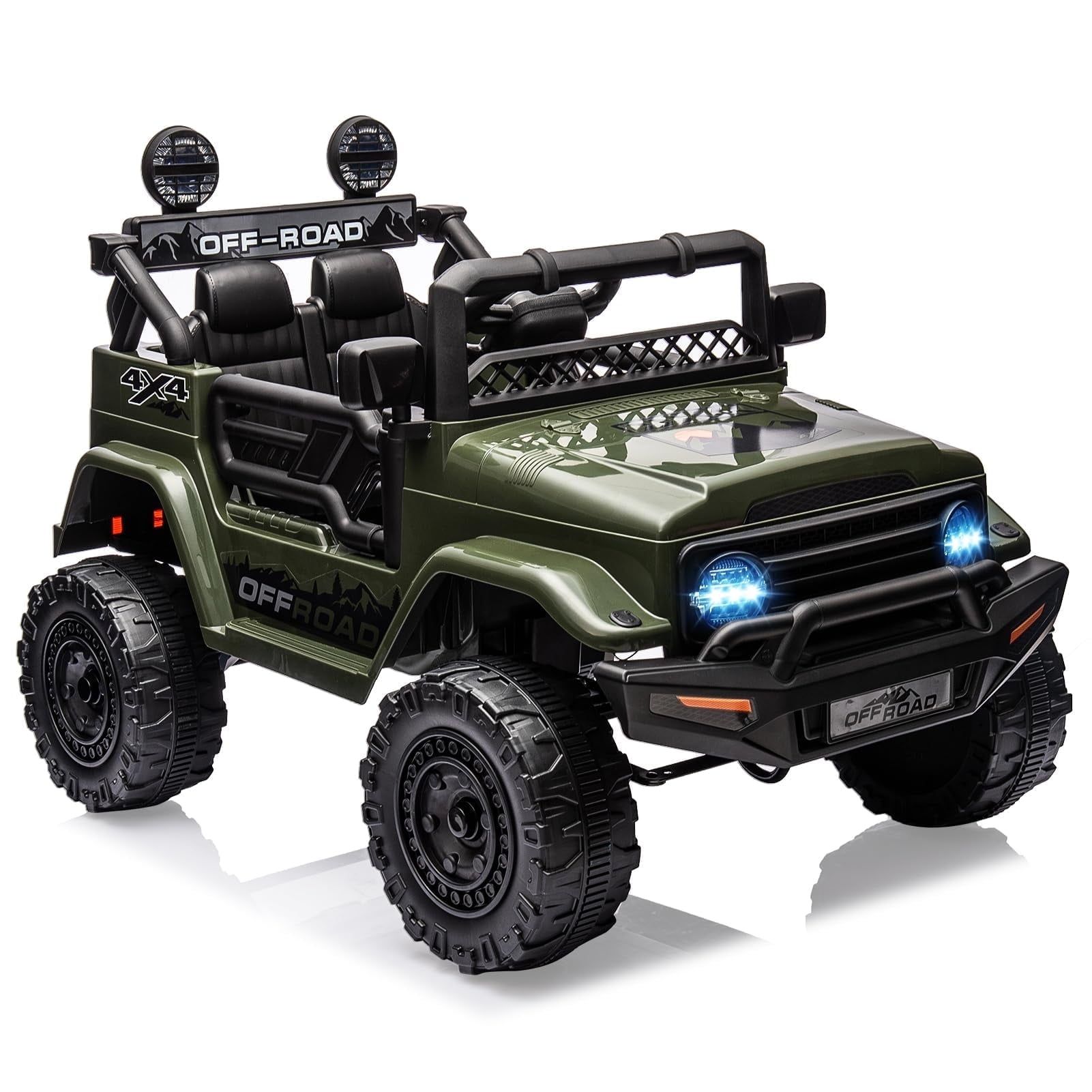 Green 12V Kids 2-Seater Ride On Truck with Remote Control