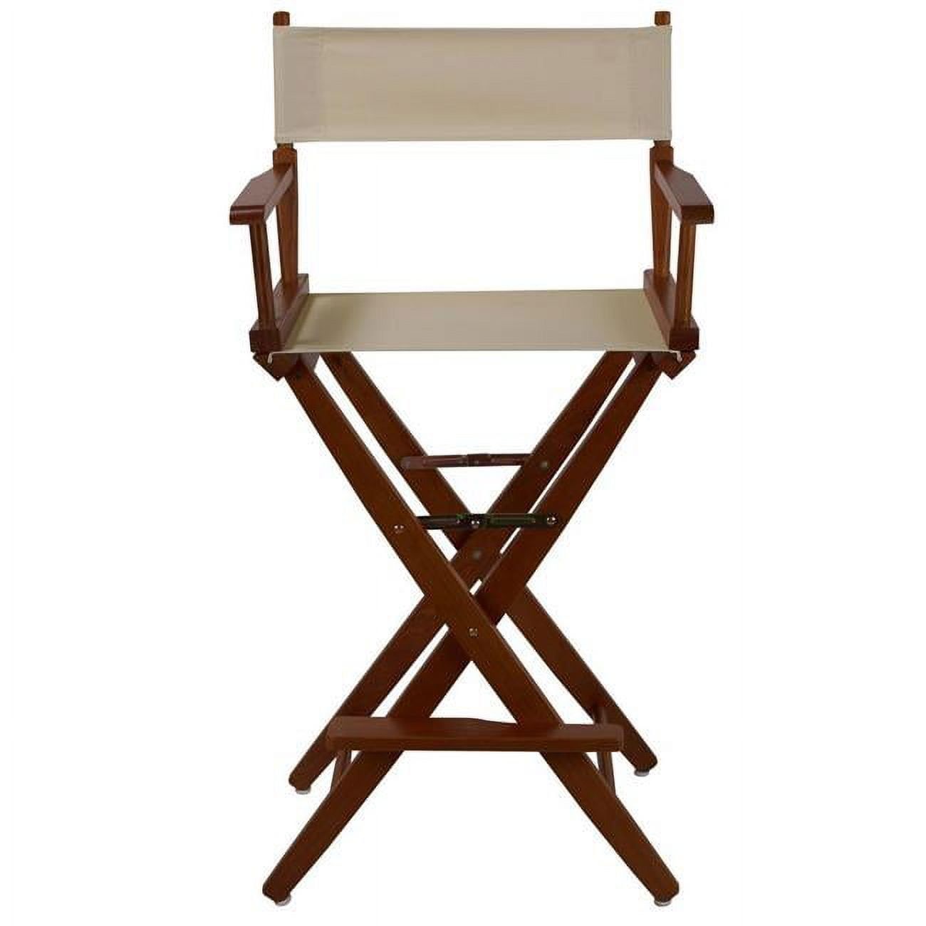 Mission Oak and Natural Beige 30" Extra-Wide Director's Chair