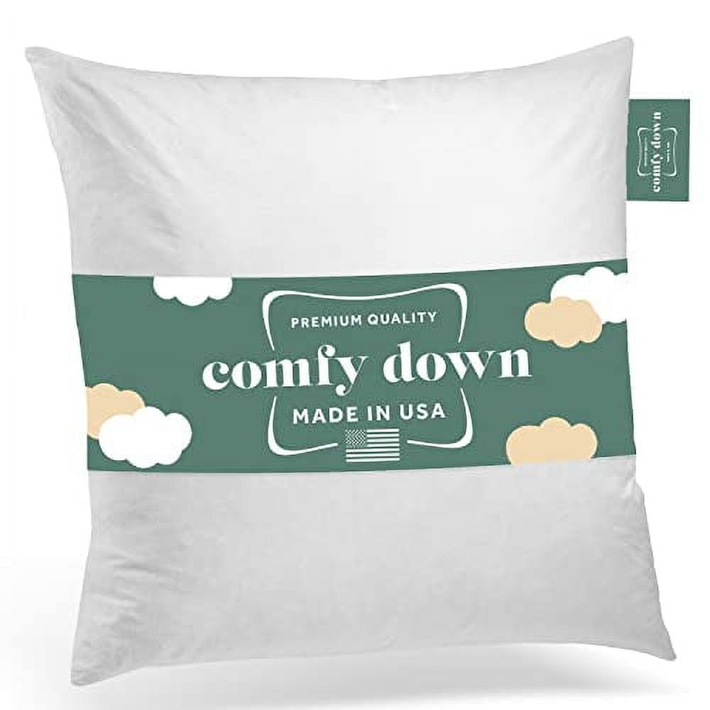 20" x 20" White Cotton Down Feather Pillow Insert