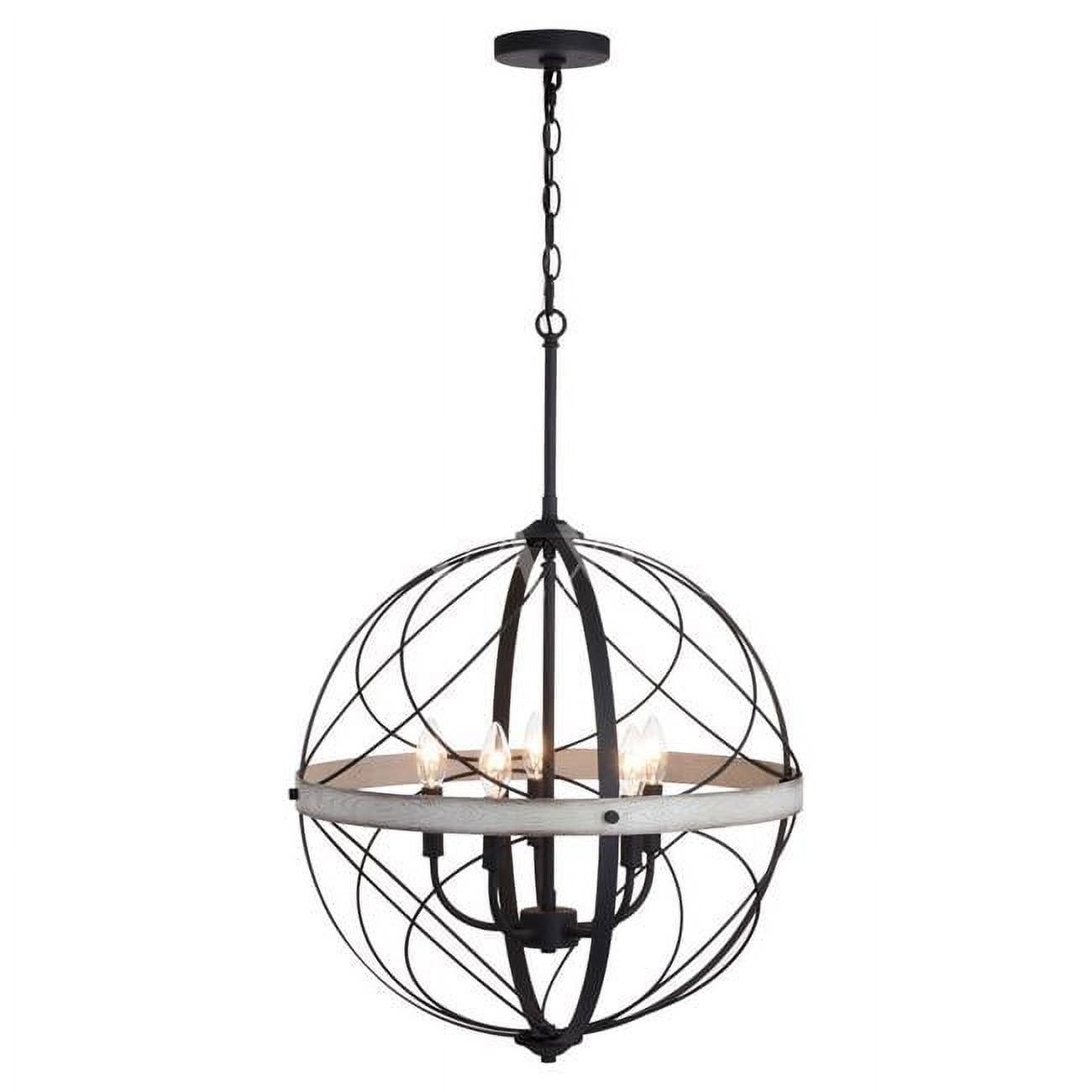 Montclare 21.25" Textured Black and White Ash Farmhouse Globe Pendant Light