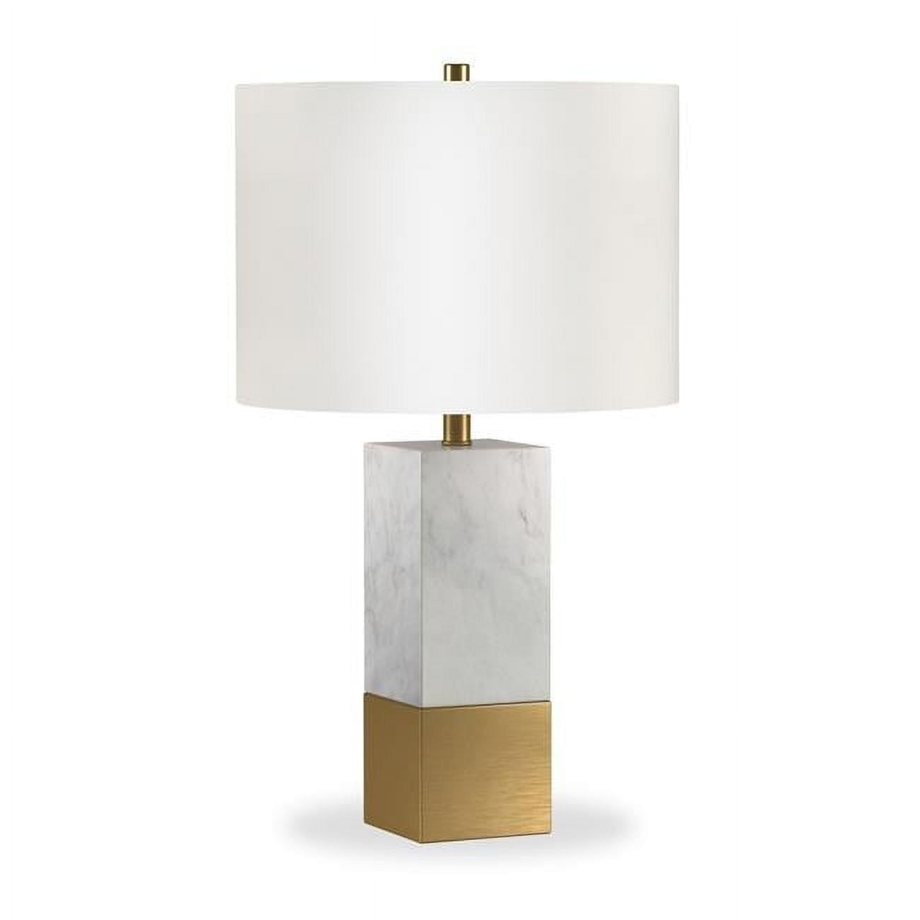 Lena 21.5" White Marble & Brass Table Lamp with French Drum Shade