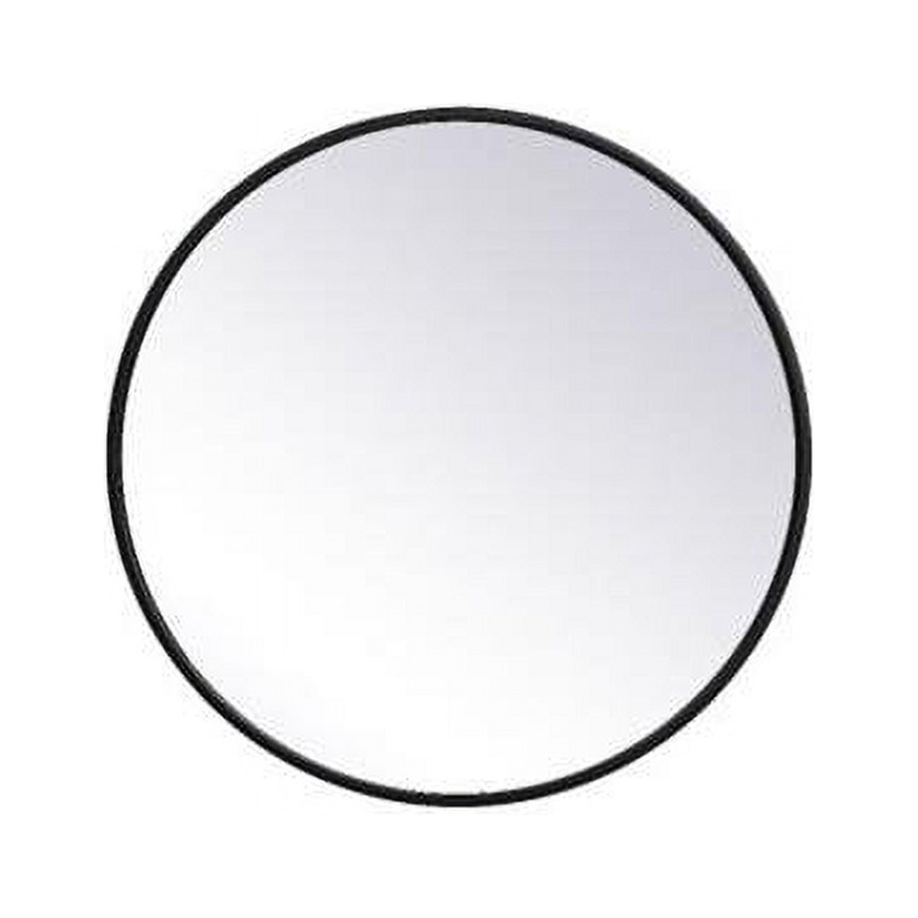 Contemporary Black Wood-Trimmed 21" Round Wall Mirror