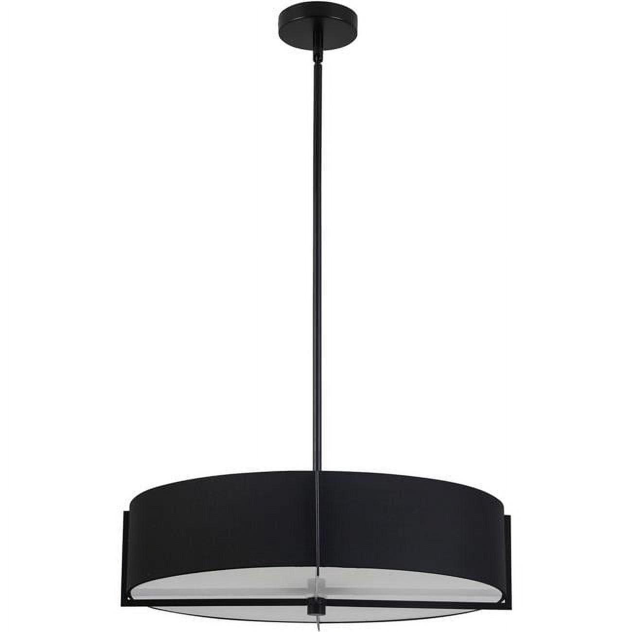 Matte Black and White Glass Drum Pendant Light, 21"