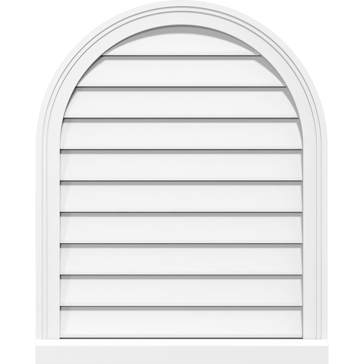 22"W x 36"H White PVC Round Top Gable Vent with Brickmould Sill