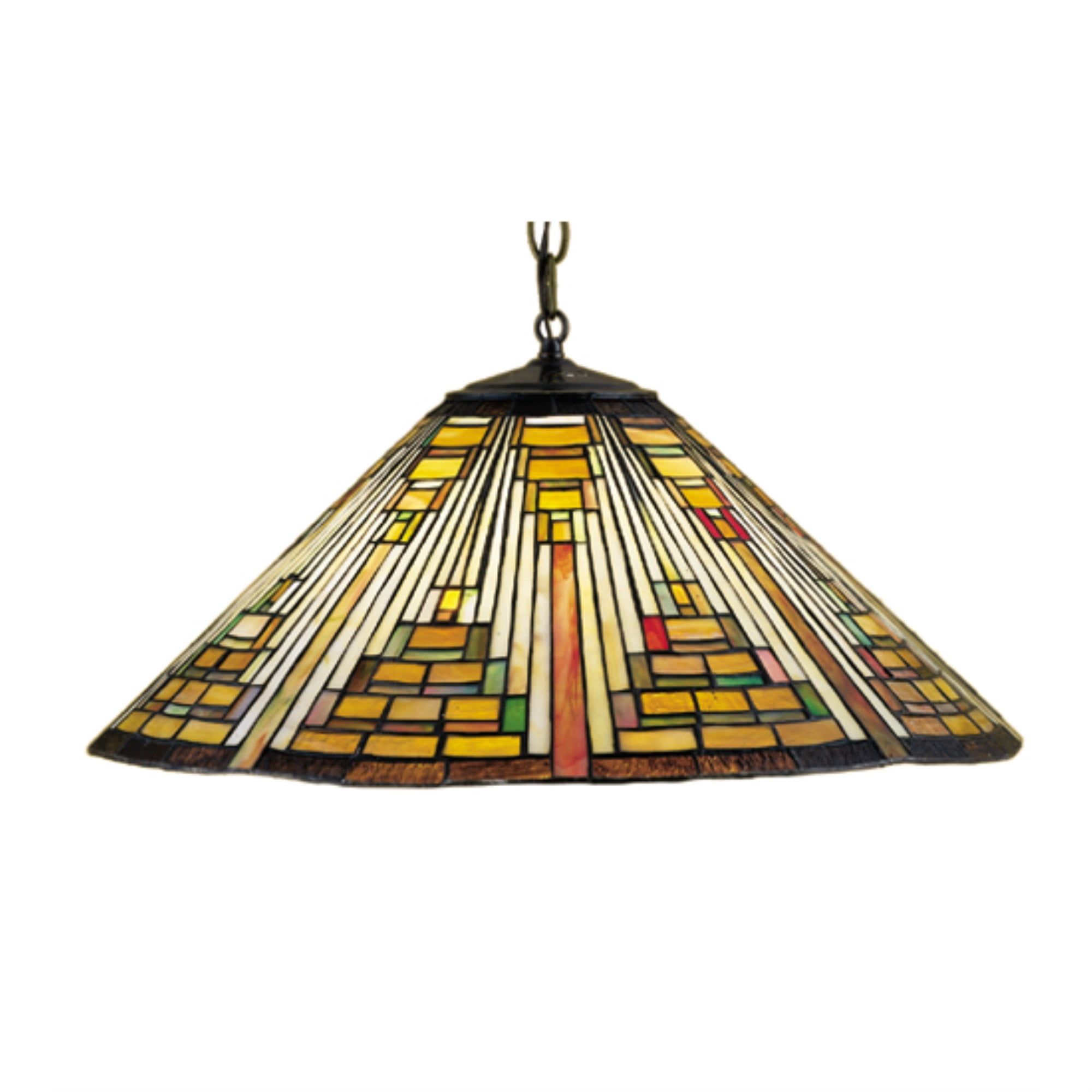 Meyda 22" Nuevo Cone Pendant in Mahogany Bronze with Stained Glass