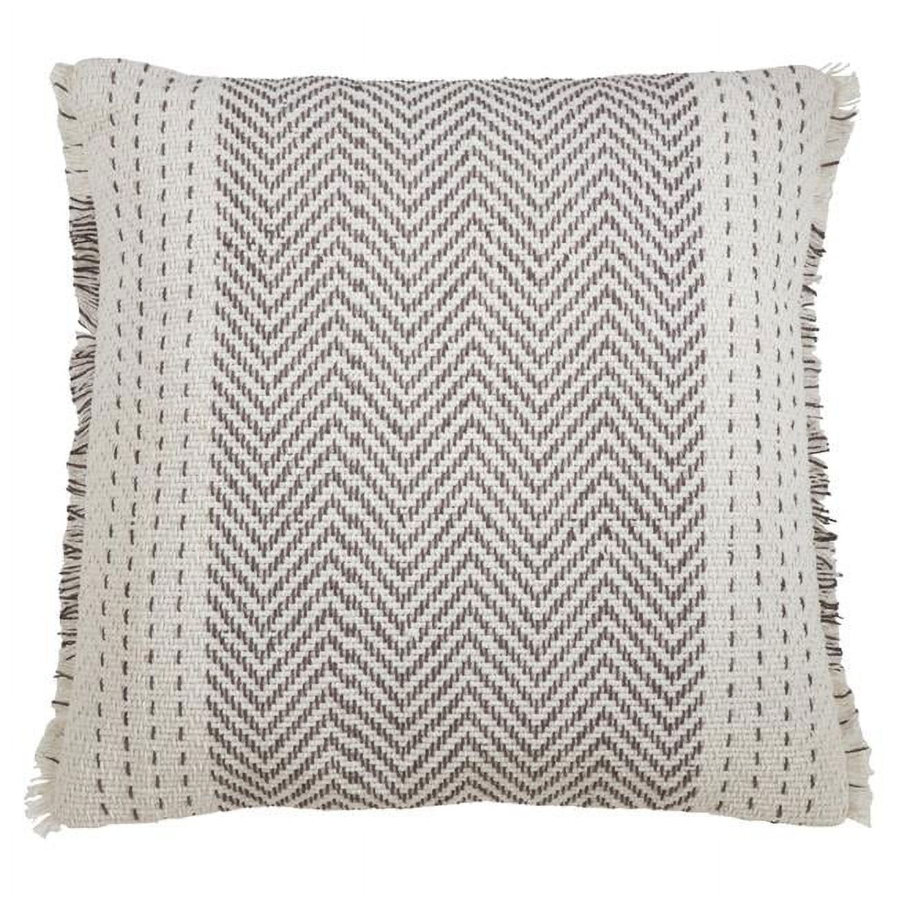 Gray Kantha Stitch 22" Square Cotton Throw Pillow