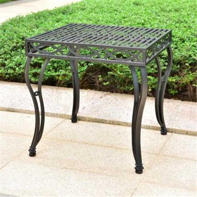 Antique Black Iron 22-inch Square Patio Side Table