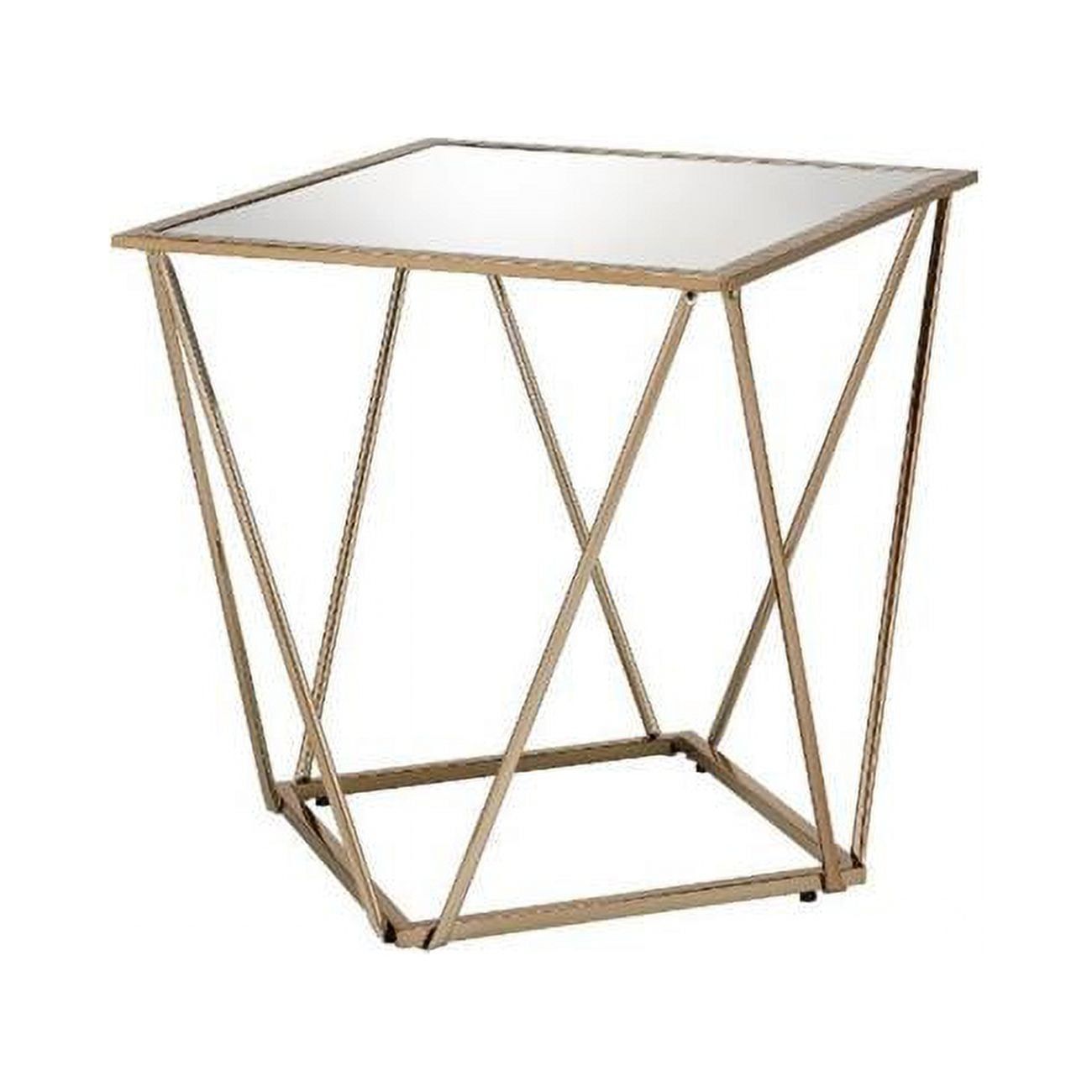 Champagne Gold and Silver Glass Square End Table